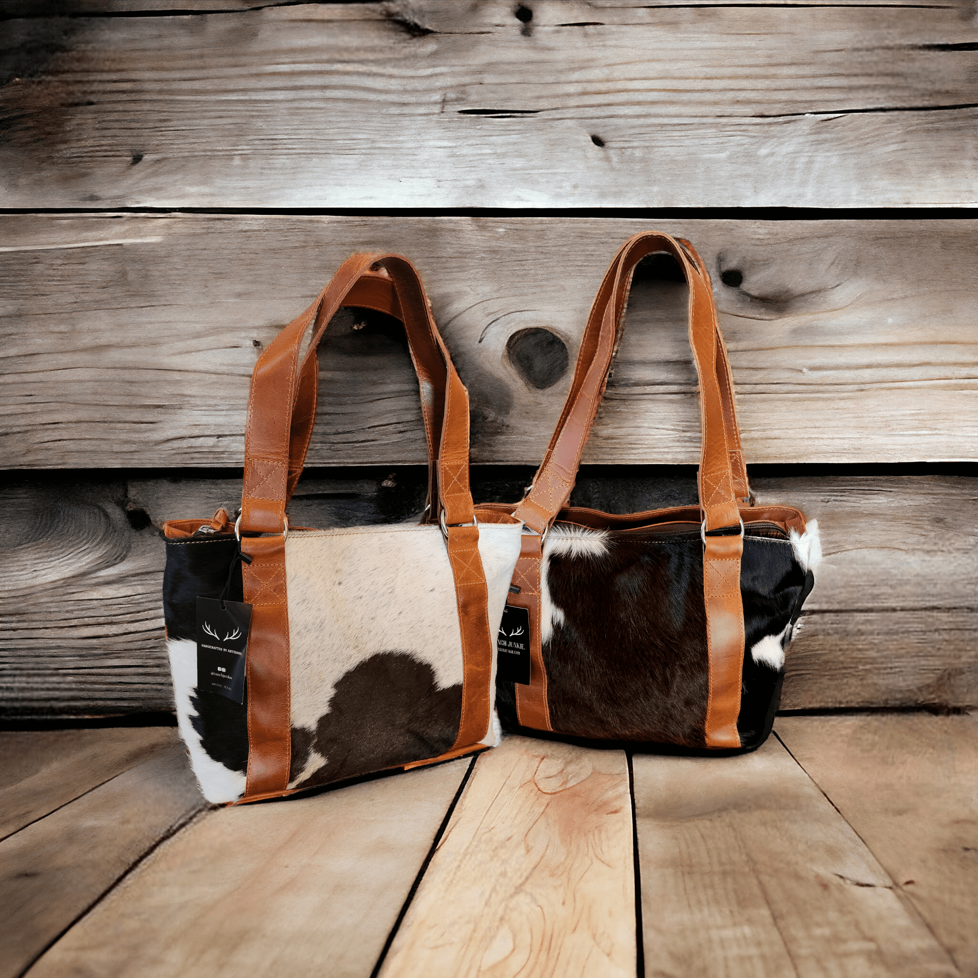 Genuine Cowhide Tote Handbag Black Highlands Purse - Ranch Junkie Mercantile LLC