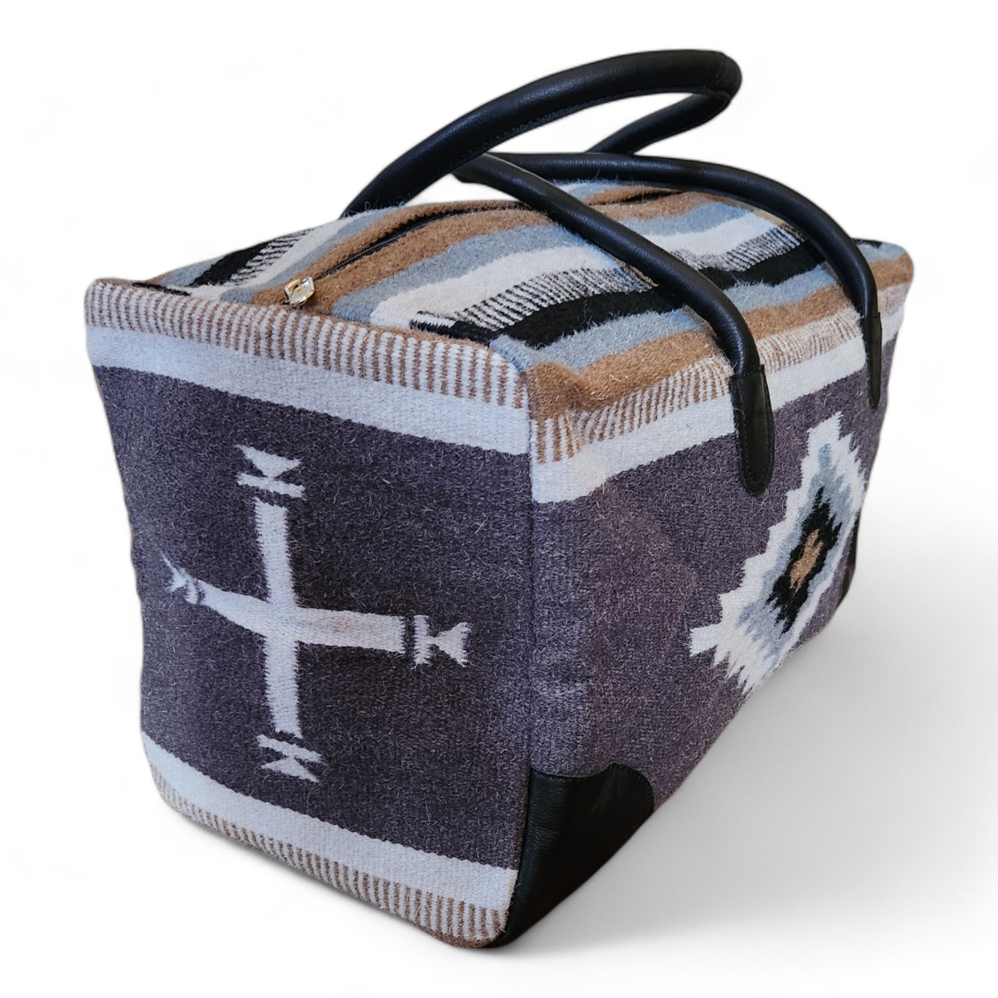 Aztec Large Weekender Southwestern Duffel Bag Verlie Saddle Blanket Bag 100% Leather Handles - Ranch Junkie Mercantile LLC