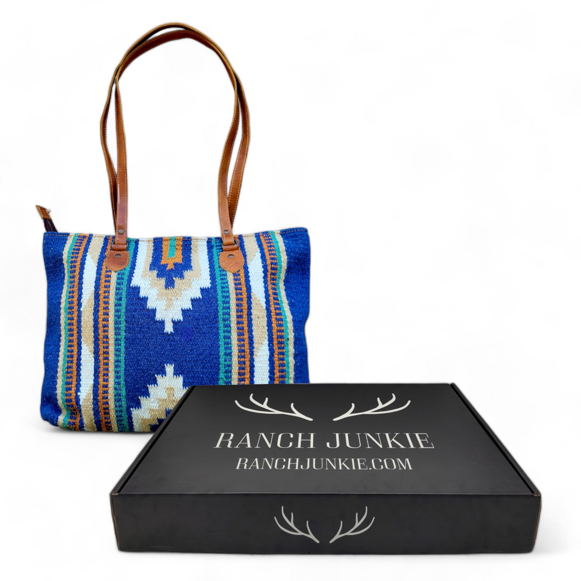 Southwestern Large Handwoven Wool Boho Tote Dakota Saddle Blanket Bag - Ranch Junkie Mercantile LLC