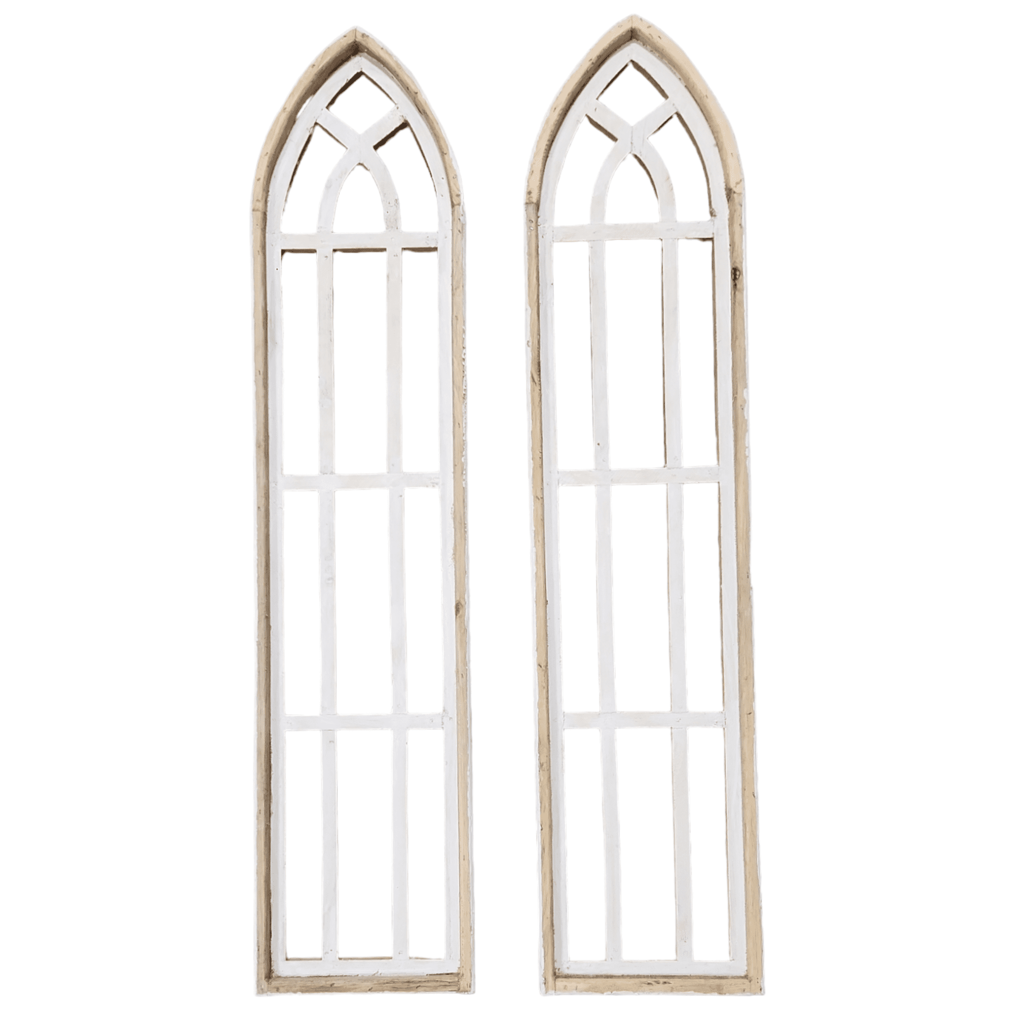 Set Of 2 White Waters Cathedral Windows - Farmhouse Cathedral Windows Rustic White 4 Sizes - Ranch Junkie Mercantile LLC