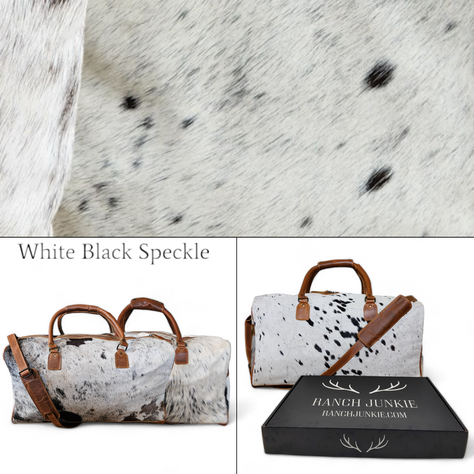 Genuine Cowhide Duffel Bag The Highlands Large Black Cowhide Duffel - Ranch Junkie Mercantile LLC