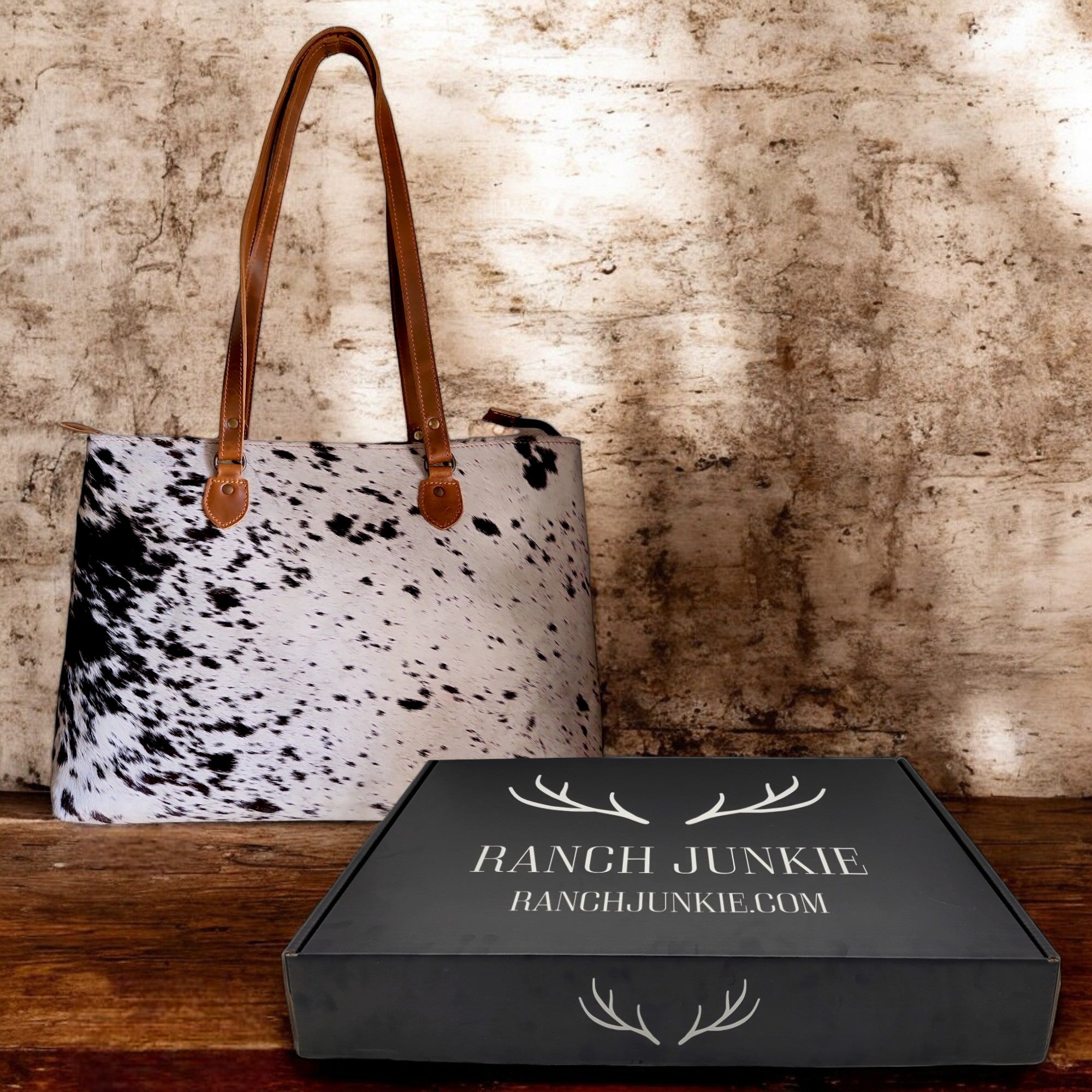 Genuine Cowhide Large Tote Highlands Black Cowhide Tote - Ranch Junkie Mercantile LLC