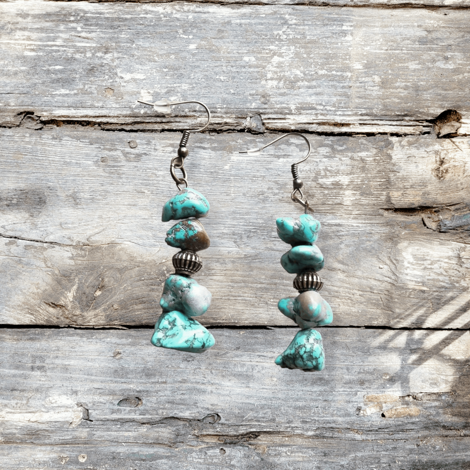 Stacked Turquoise and Copper Earrings - Ranch Junkie Mercantile LLC