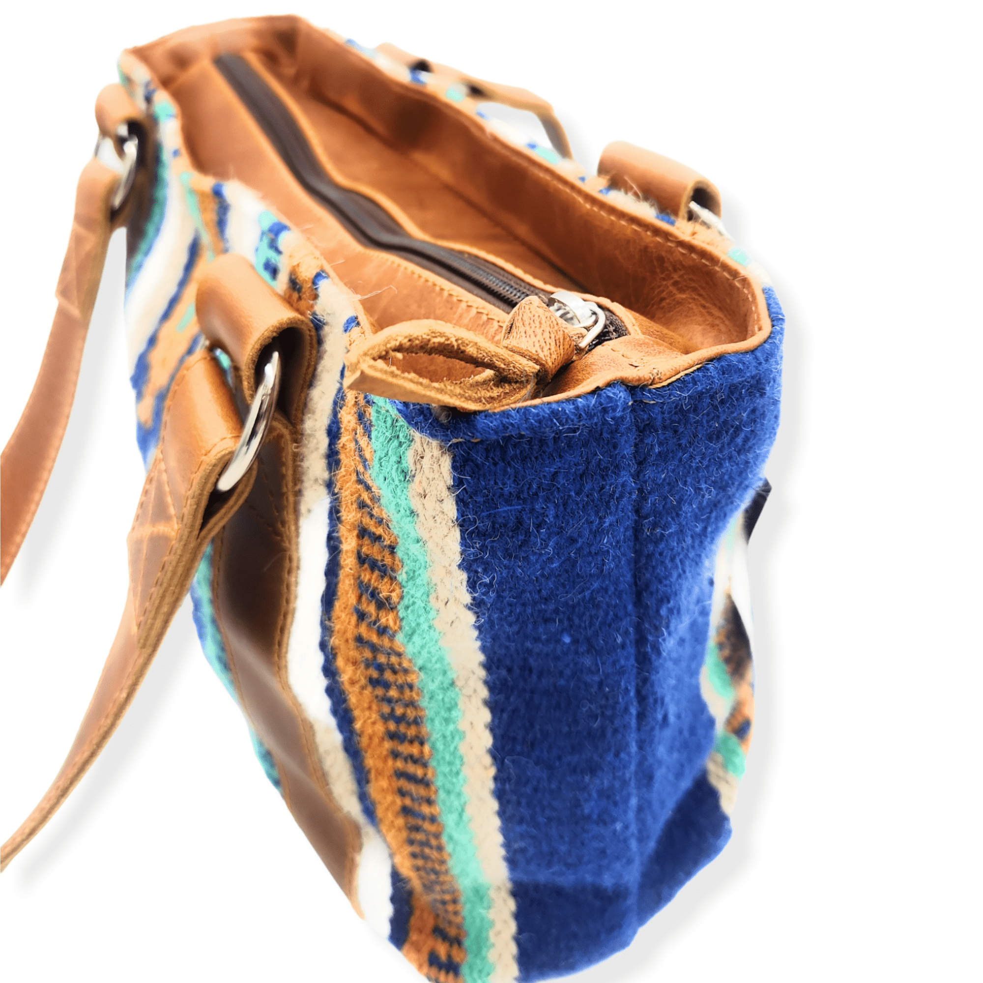 Southwestern Handwoven Saddle Blanket Wool Leather Boho Tote Dakota Western Purse - Ranch Junkie Mercantile LLC