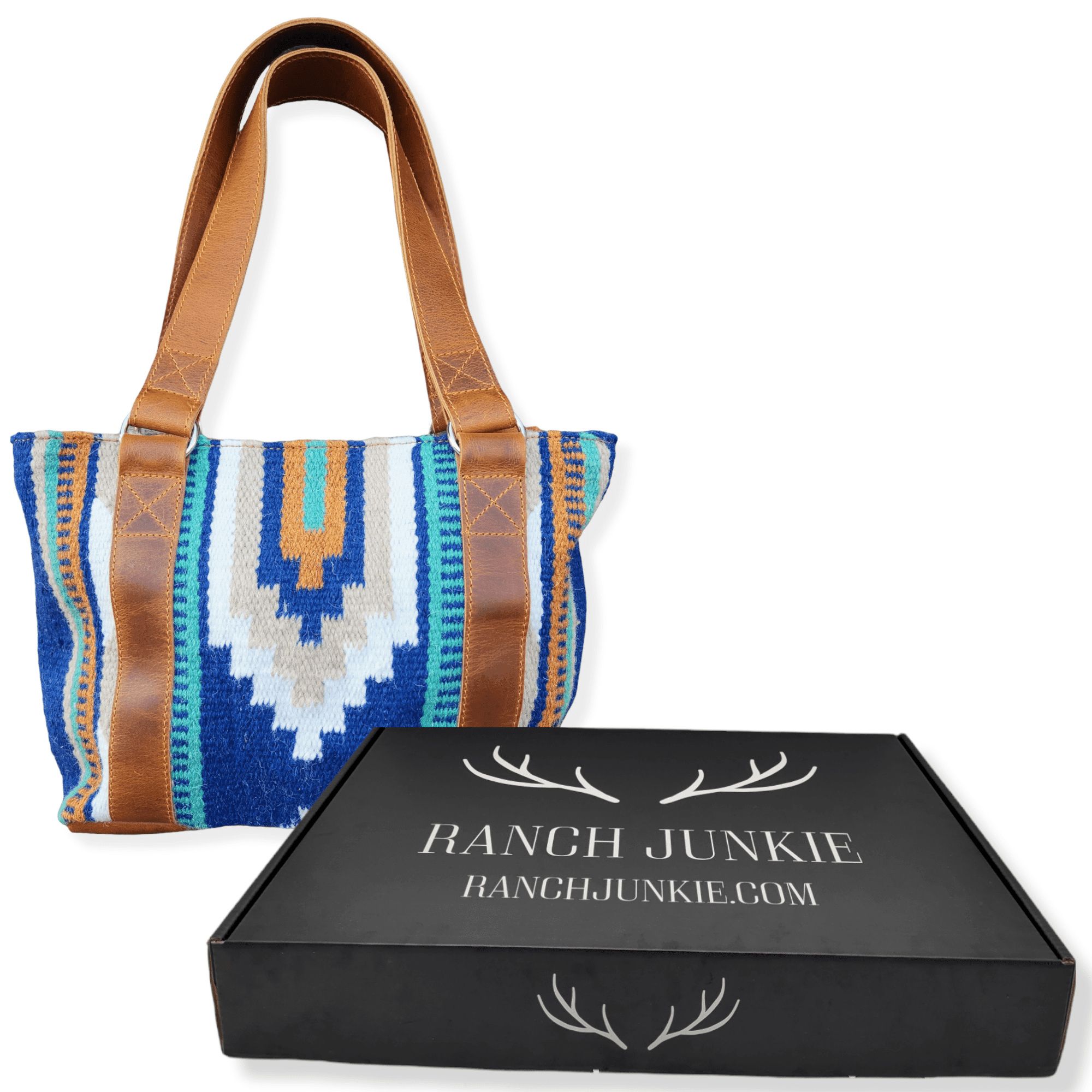 Southwestern Handwoven Saddle Blanket Wool Leather Boho Tote Dakota Western Purse - Ranch Junkie Mercantile LLC