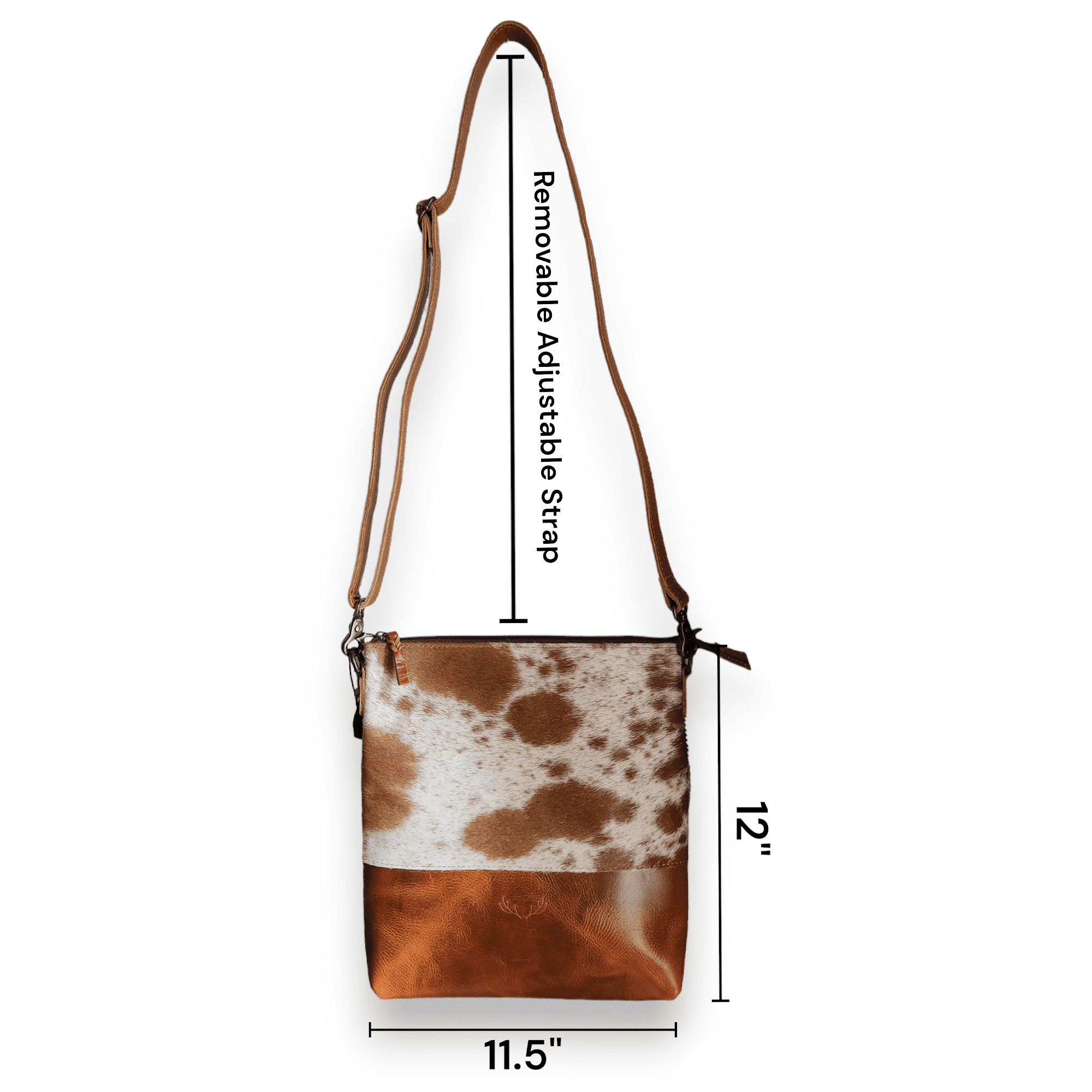 The Highlands Genuine Cowhide Large Crossbody Bag Saddle And Dark Brown Leather Crossbody Purse - Ranch Junkie Mercantile LLC