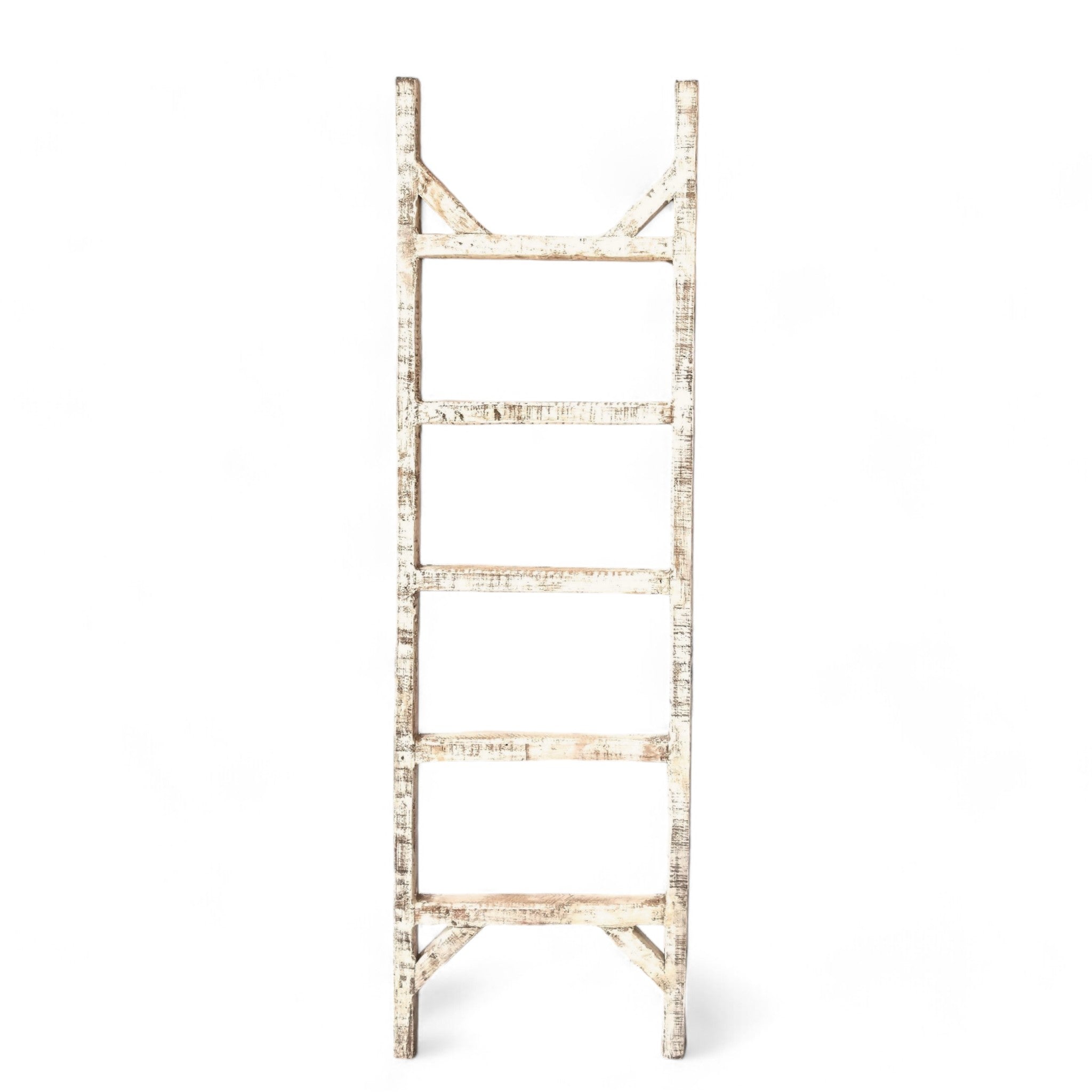 Farmhouse Blanket Ladder 5 Foot Or 6 Foot Blanket Ladder Rustic White - Ranch Junkie Mercantile LLC