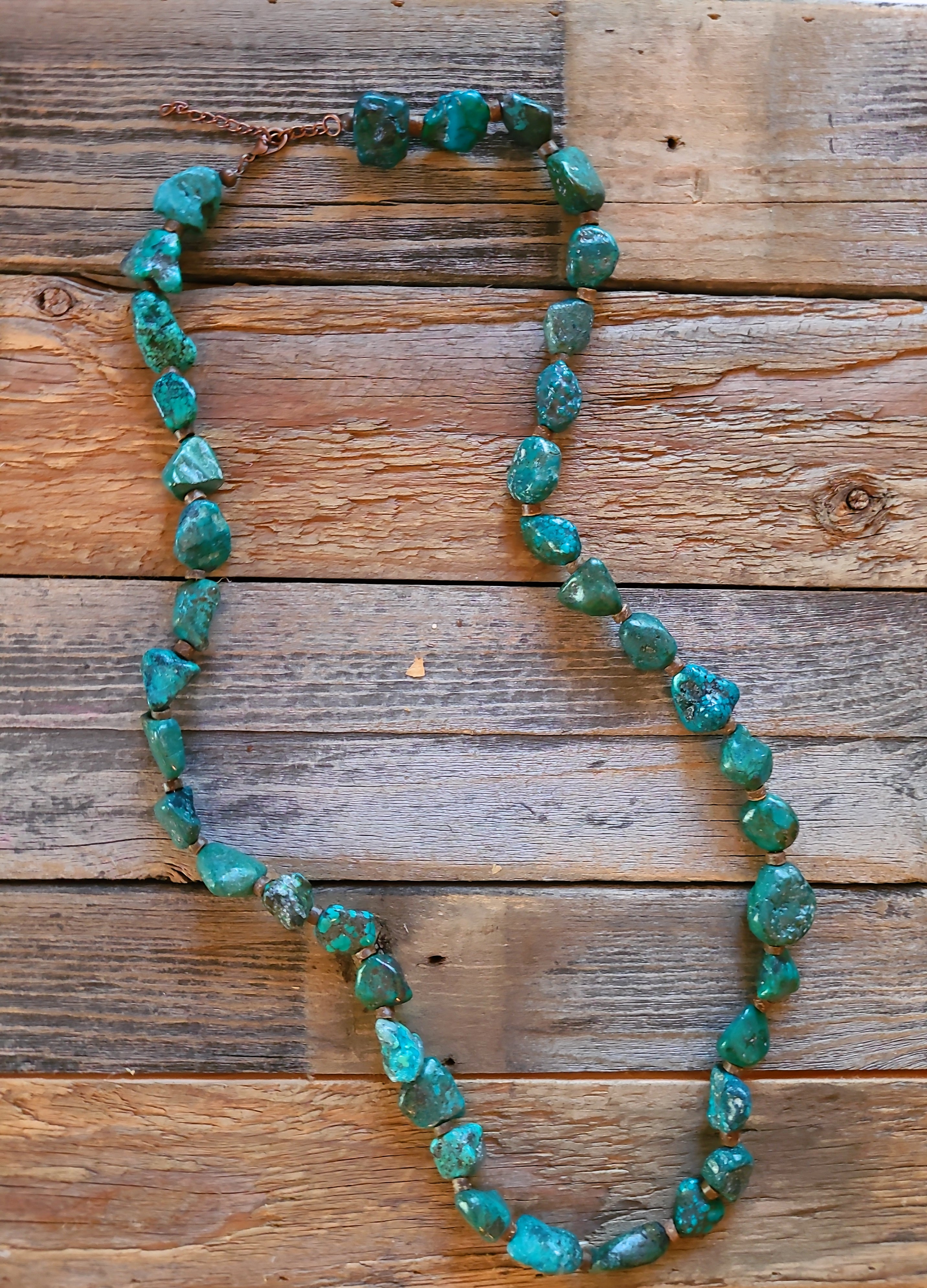 Genuine Long Natural Turquoise and Wood Layering Necklace - Ranch Junkie Mercantile LLC