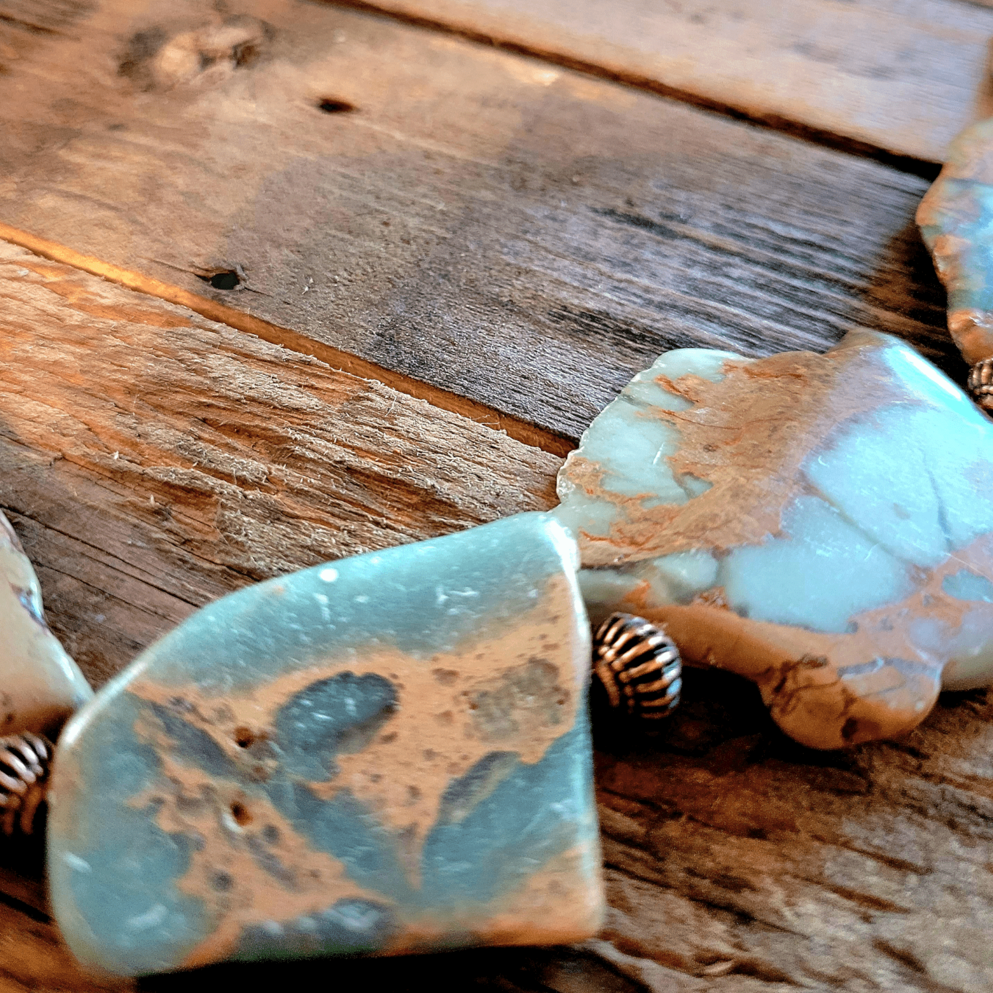 Aqua Terra Slab and Leather Necklace - Ranch Junkie Mercantile LLC