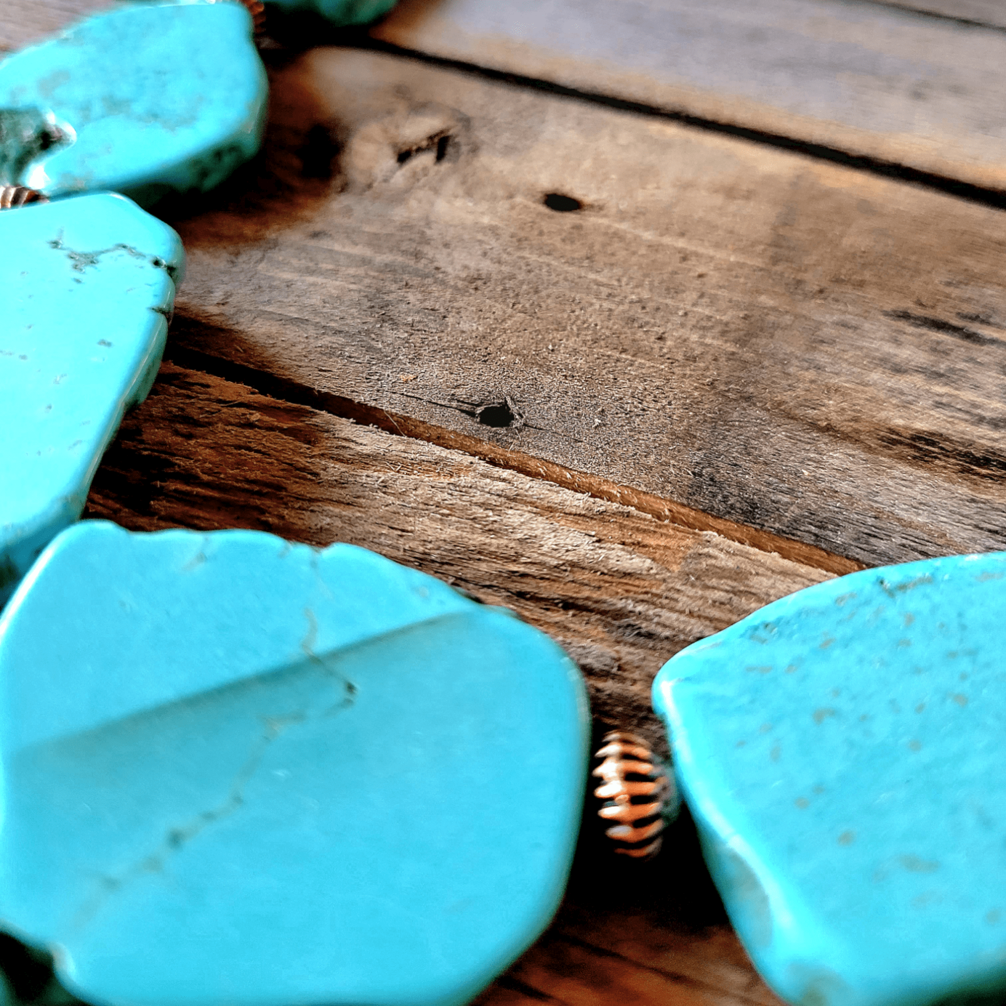 Blue Turquoise Slab Necklace with Leather Ties - Ranch Junkie Mercantile LLC