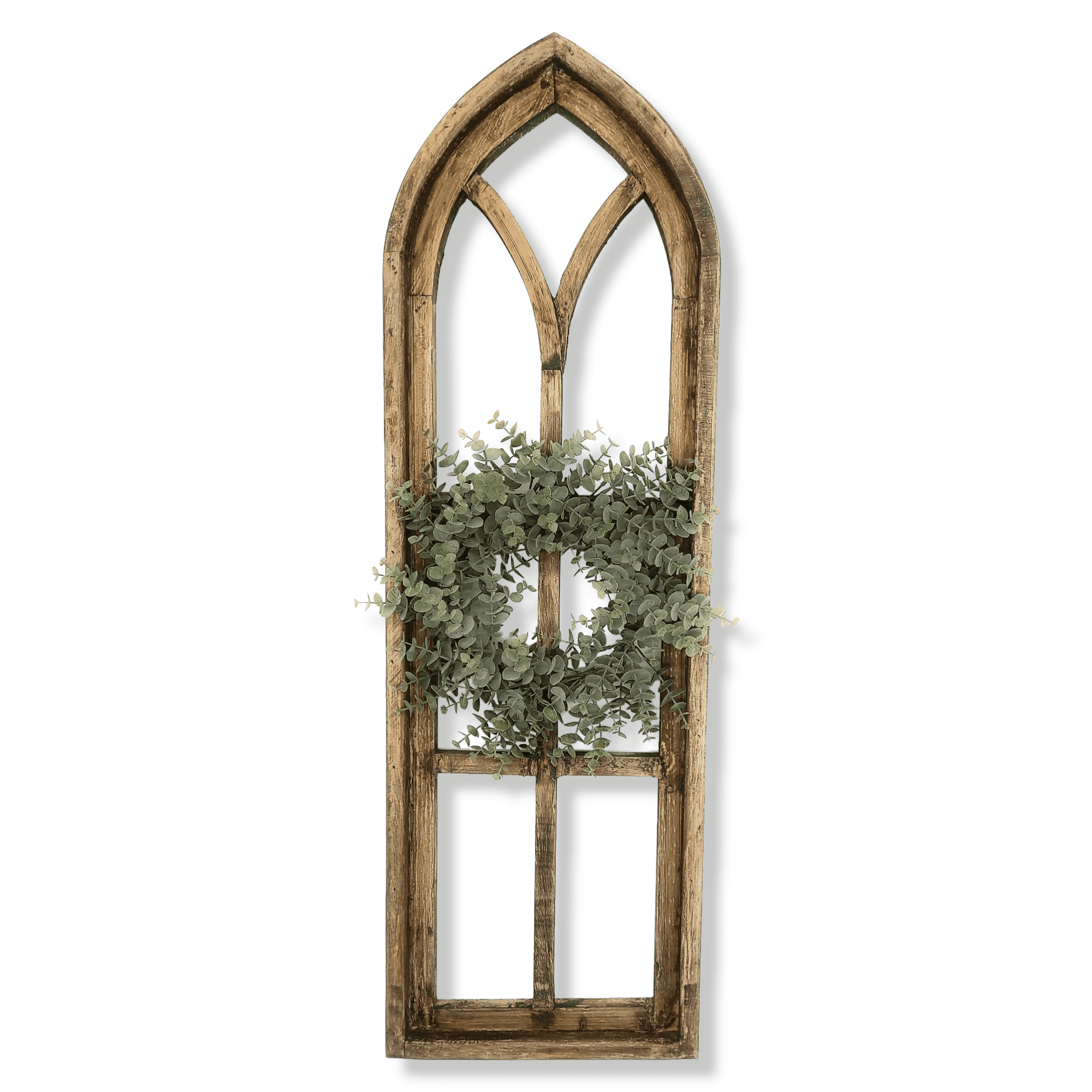 36" X 12" Farmhouse Rustic Wooden Wall Window Arches Rustic Brown Dandelion - Wood Window - Ranch Junkie Mercantile LLC