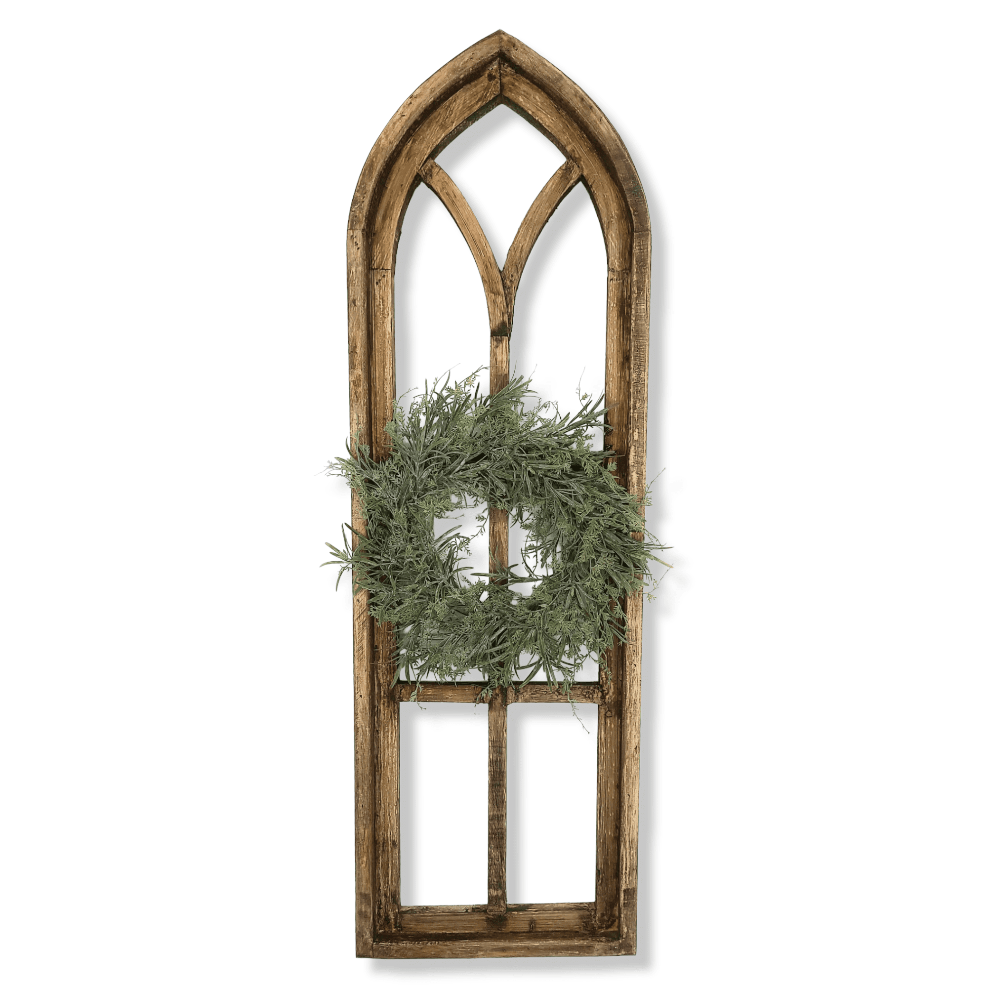 36" X 12" Farmhouse Rustic Wooden Wall Window Arches Rustic Brown Dandelion - Wood Window - Ranch Junkie Mercantile LLC