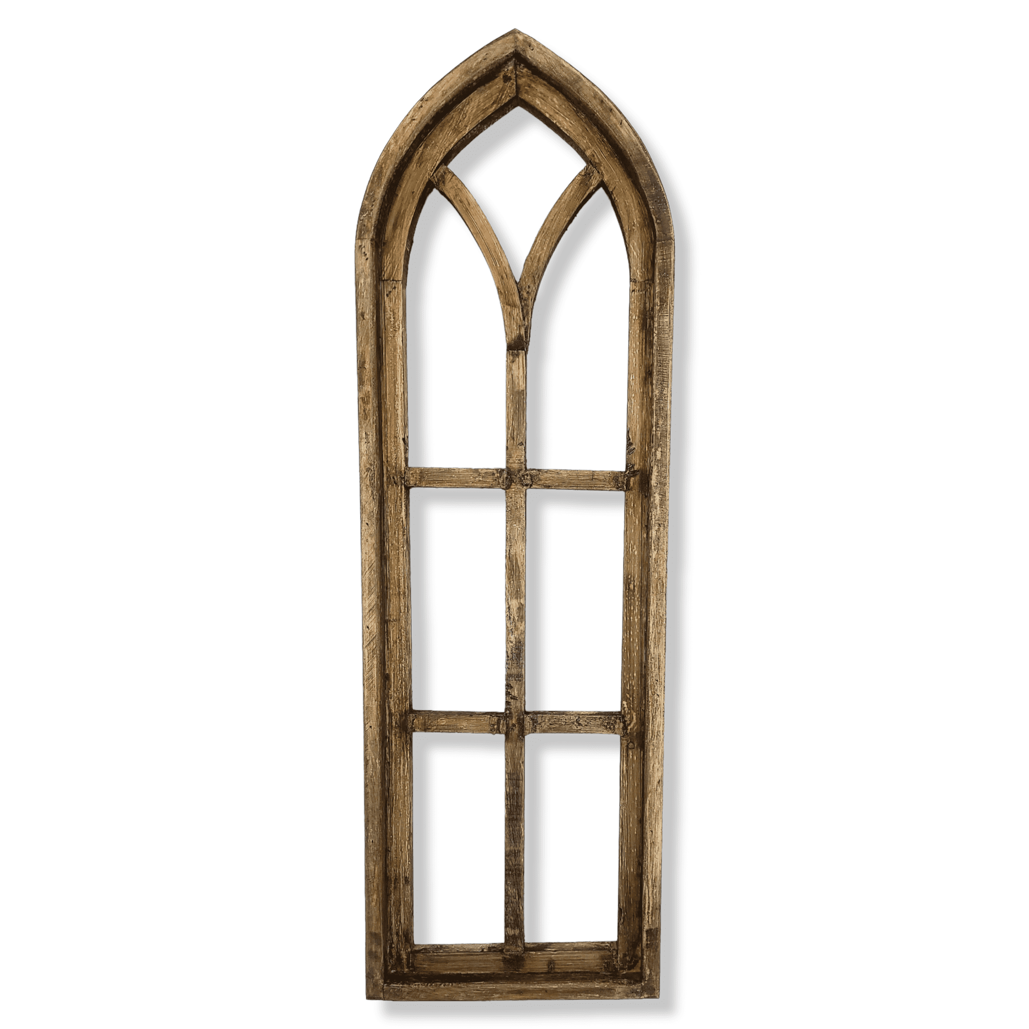 36" X 12" Farmhouse Rustic Wooden Wall Window Arches Rustic Brown Dandelion - Wood Window - Ranch Junkie Mercantile LLC