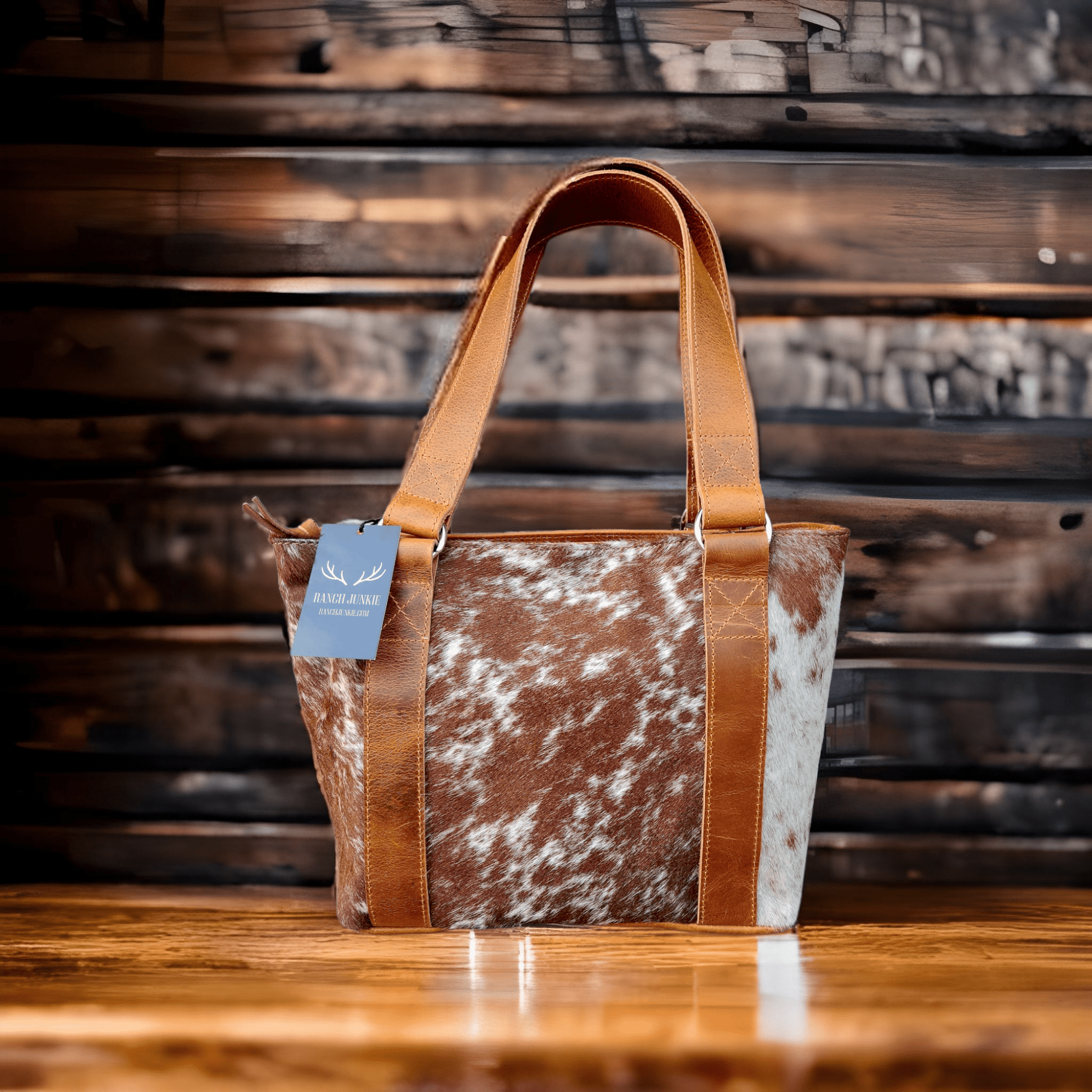 Mega Bundle Deal -The Highlands Large Genuine Cowhide Weekender Duffel Saddle+ Saddle Tote Purse +Wristlet Clutch Saddle - Ranch Junkie Mercantile LLC