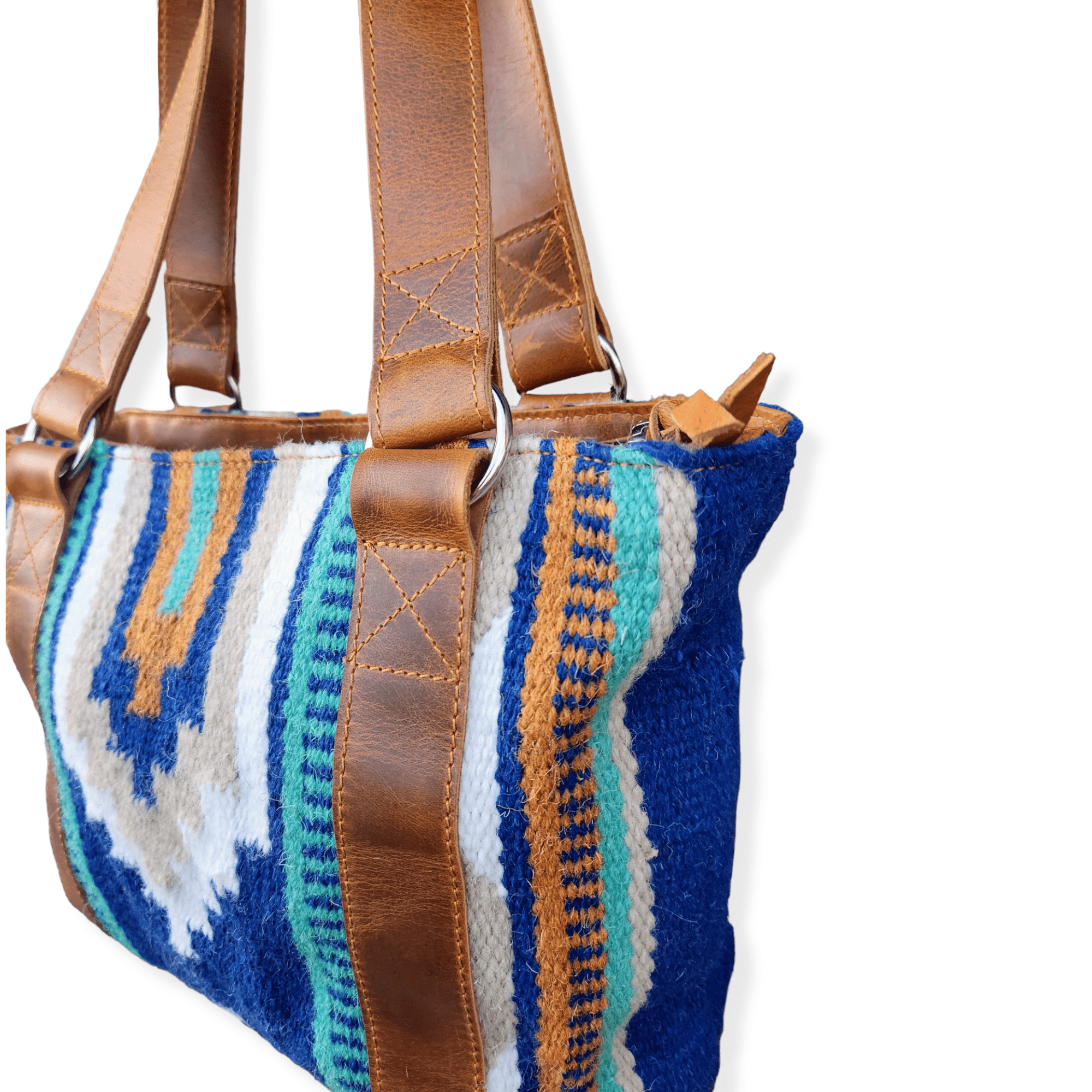 Dakota Southwestern Handwoven Wool Leather Boho Tote Western Handbag - Ranch Junkie Mercantile LLC