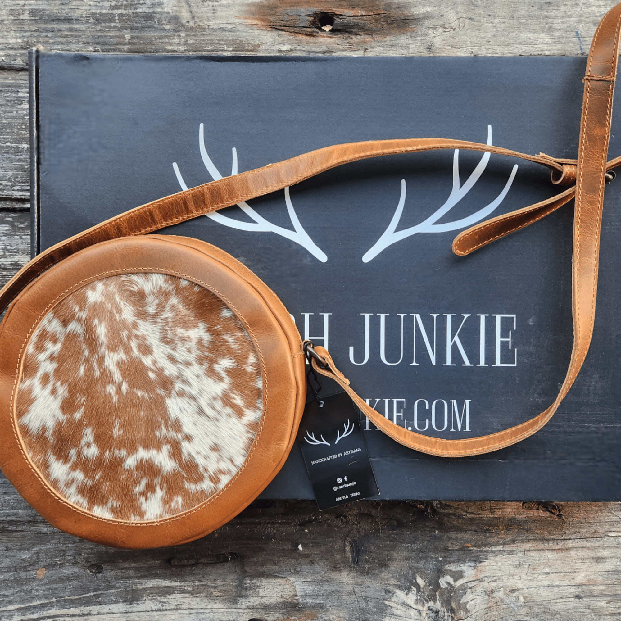 Bundle Deal Highlands Large Genuine Cowhide Weekender Duffel Saddle+ Crossbody Canteen Saddle - Ranch Junkie Mercantile LLC