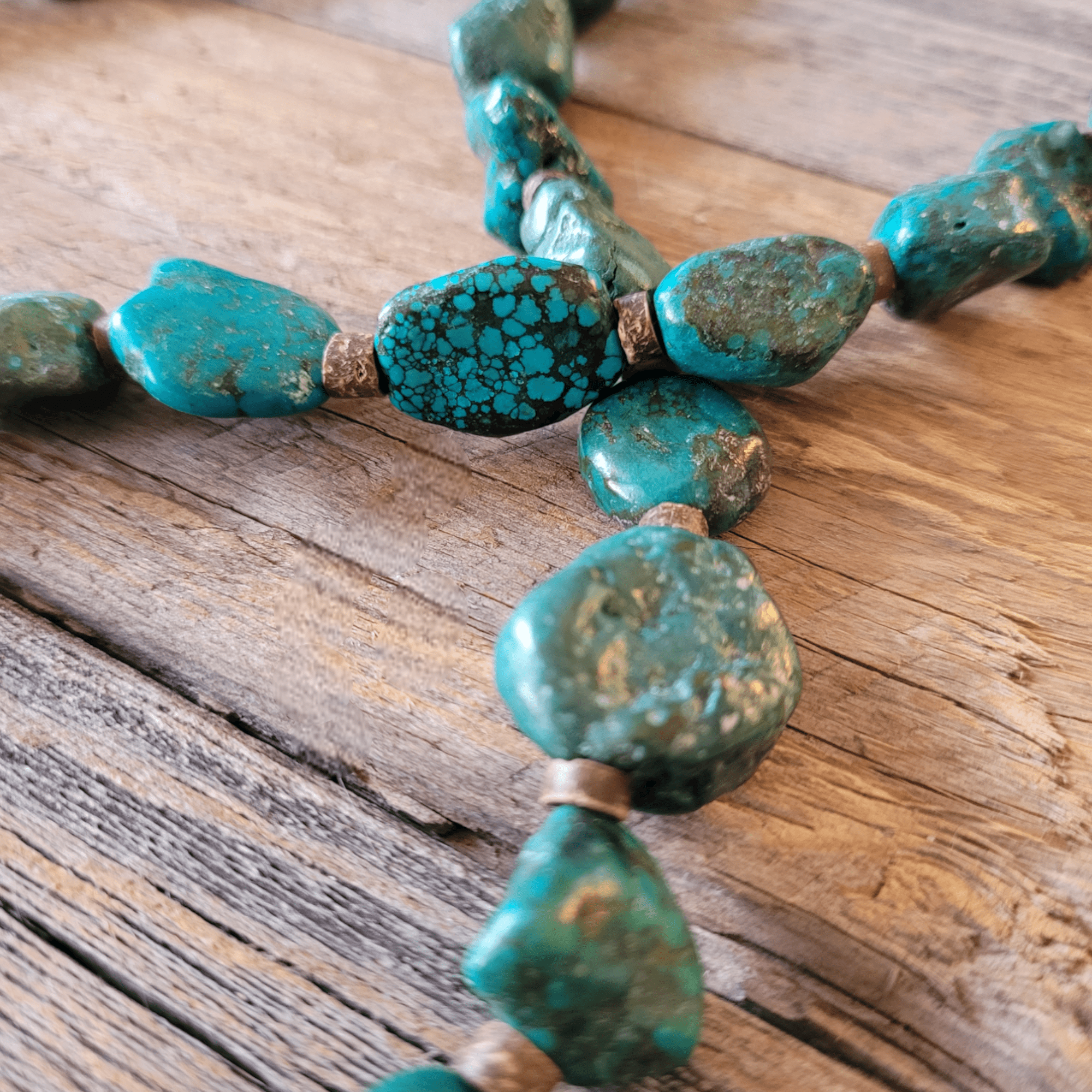 Genuine Long Natural Turquoise and Wood Layering Necklace - Ranch Junkie Mercantile LLC