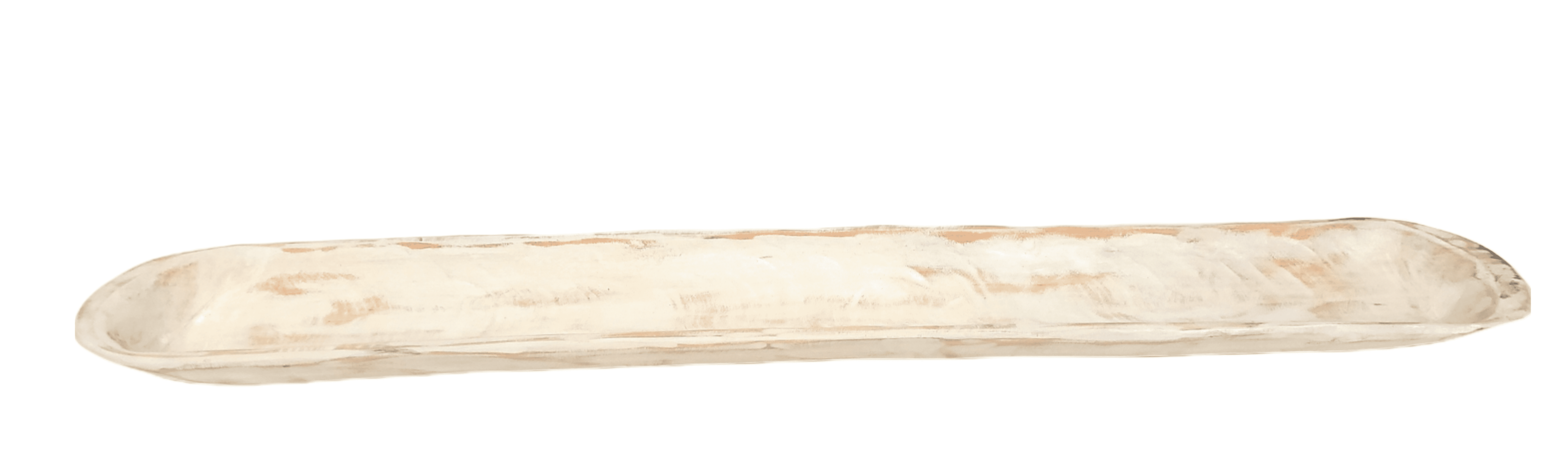 38"- 40" The Rio Grande Rustic White Extra  Long Skinny Wood Baguette Dough Bowl Rustic White Long Wood Decorative Bowl - Ranch Junkie Mercantile LLC