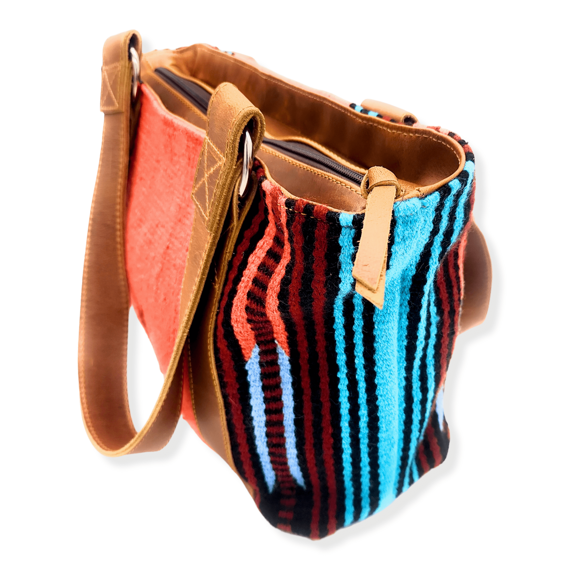Southwestern Handwoven Saddle Blanket Wool Leather Boho Tote Sedona Western Purse - Ranch Junkie Mercantile LLC