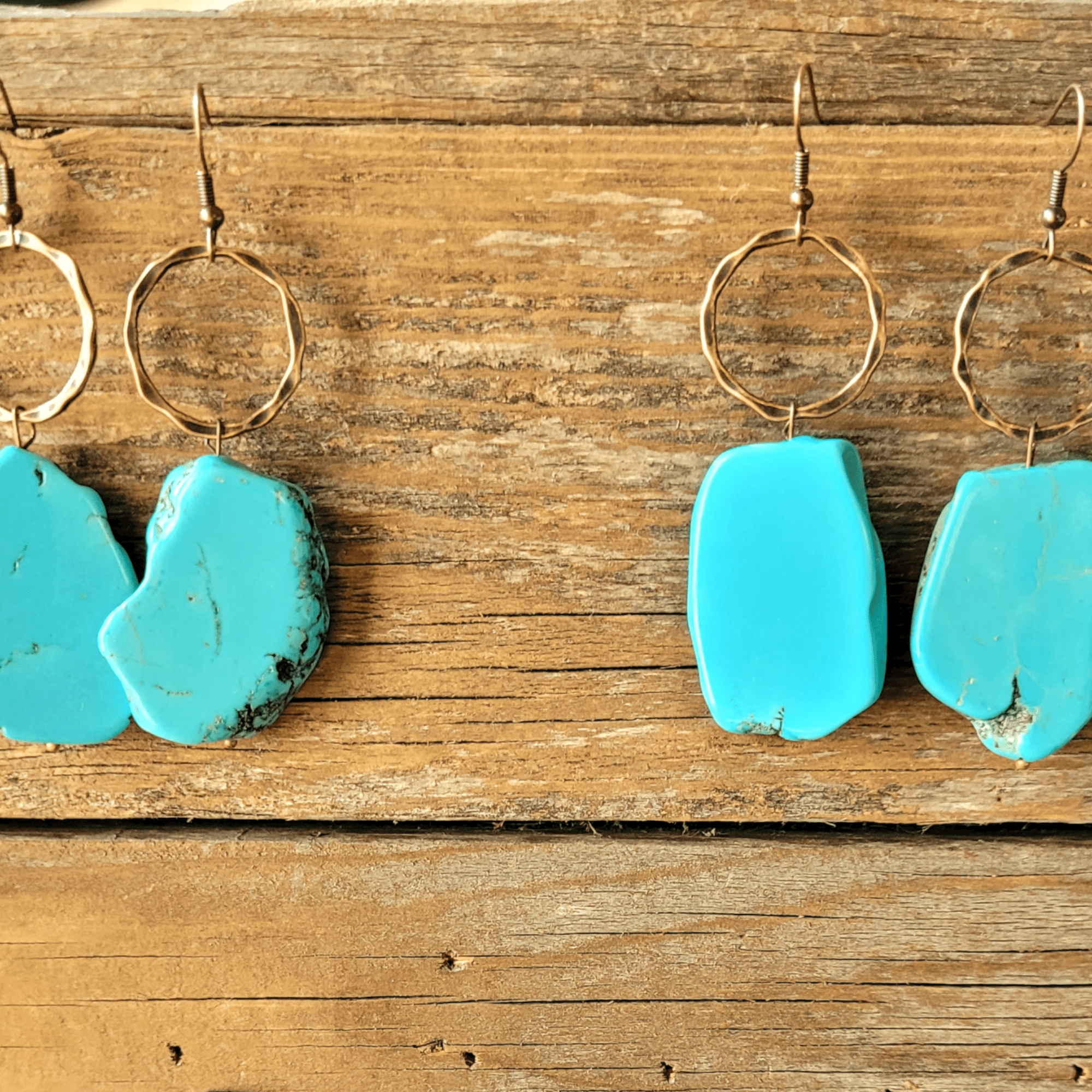 Chunky Slab Stone Earrings Turquoise Earrings - Ranch Junkie Mercantile LLC