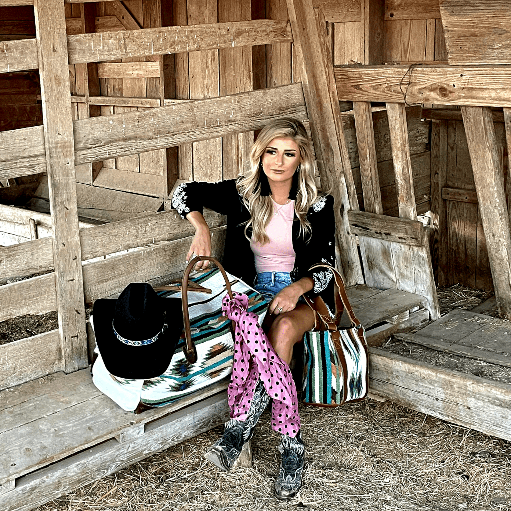 Southwestern Handwoven Saddle Blanket Wool Leather Boho Tote Aspen Western Purse - Ranch Junkie Mercantile LLC
