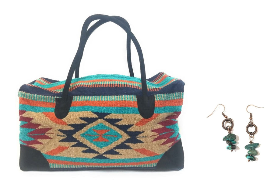Bundle Deal-Cheyenne Southwestern Weekender Bag + Copper Natural Turquoise Stack Earrings Bundle - Ranch Junkie Mercantile LLC