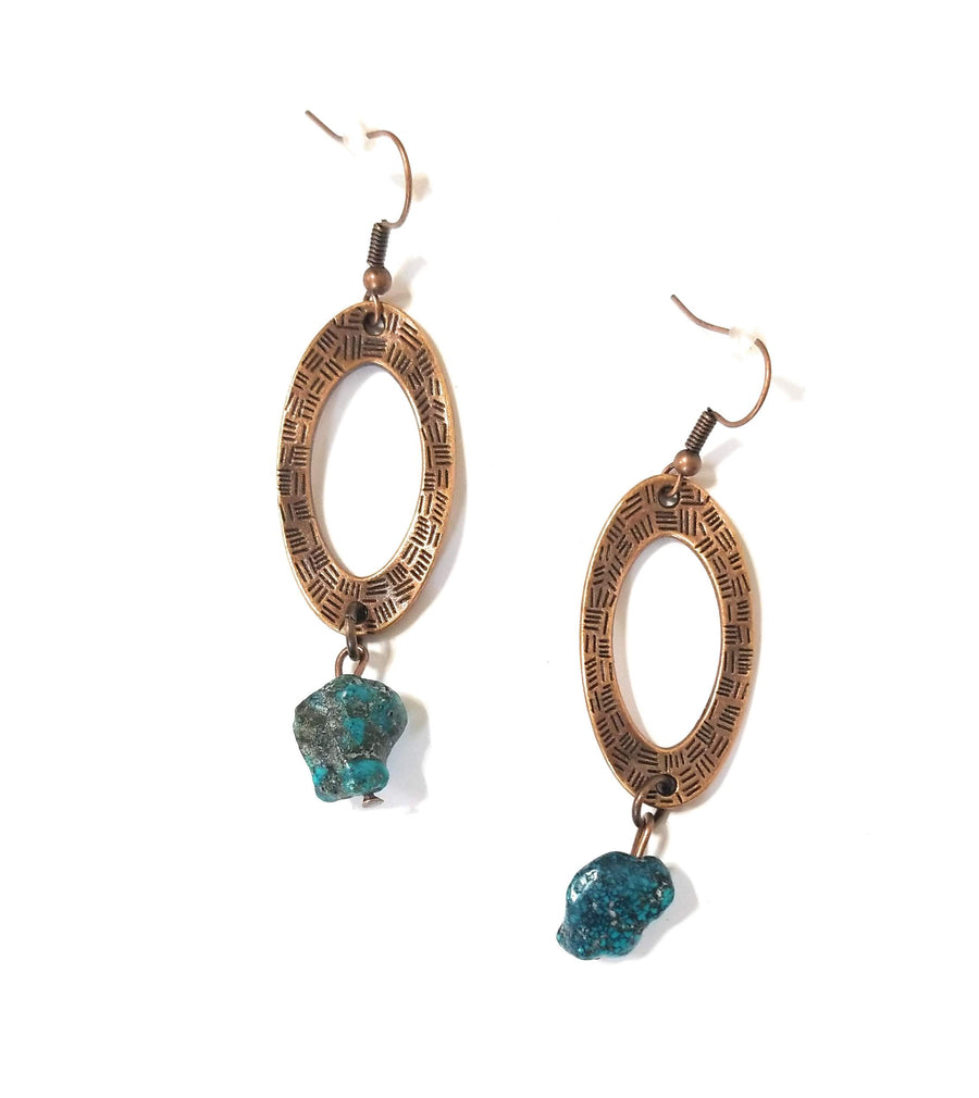Bundle Deal-Cheyenne Southwestern Weekender Bag + Hammered Copper Earrings African Turquoise Bead Bundle - Ranch Junkie Mercantile LLC