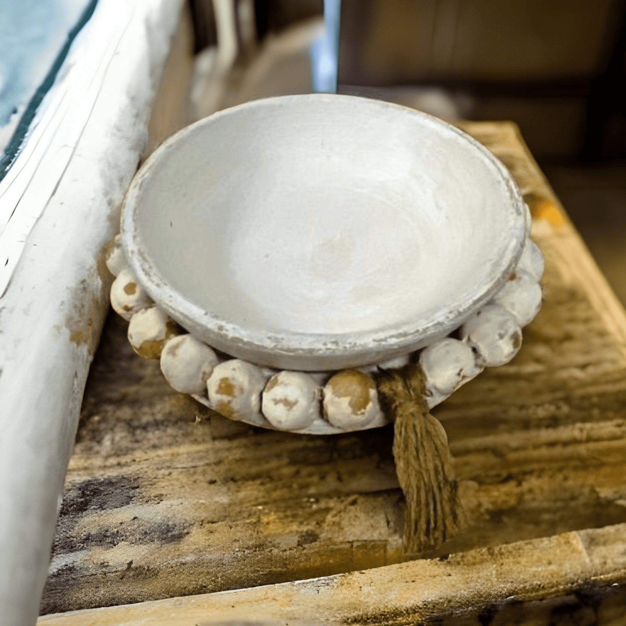 Rustic Clay Decorative Bowl With Tassel - Ranch Junkie Mercantile LLC