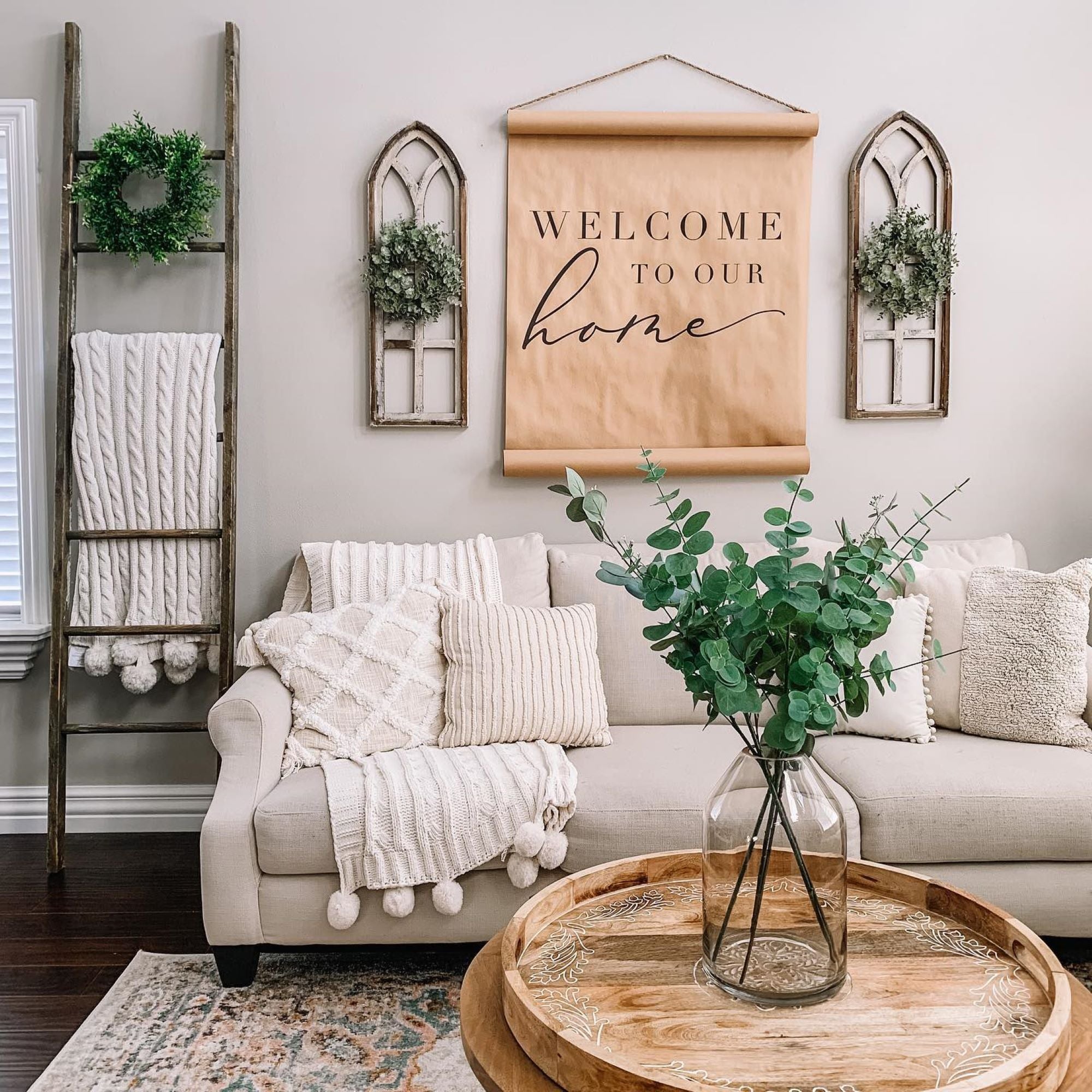 36" X 12" Farmhouse Wooden Wall Window Arches -Rustic Cathedral Wood Window- Dandelion - Ranch Junkie Mercantile LLC