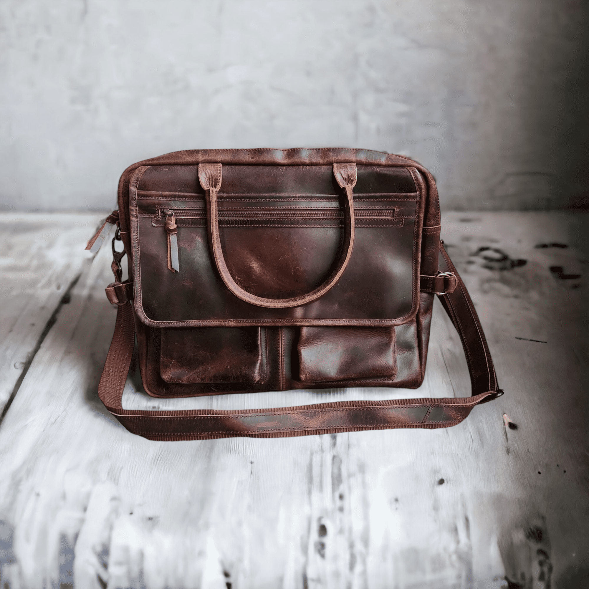 Denali Navigator Vintage Leather Large Messenger Bag Computer Bag - Ranch Junkie Mercantile LLC