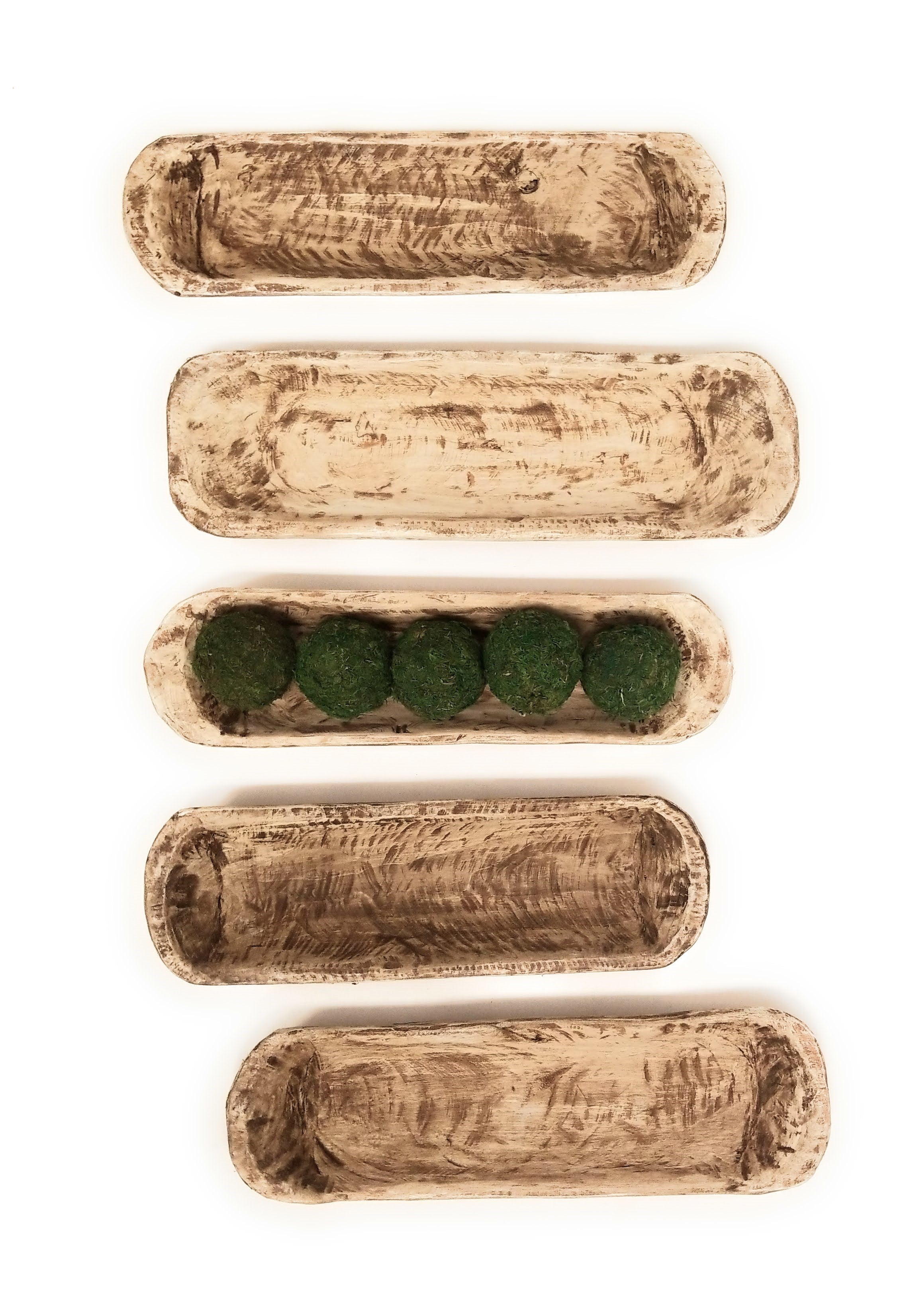 18"-21.5" Long Primitive Rustic White Baguette Primitive Dough Bowl- The Primitive New Dawn - Ranch Junkie Mercantile LLC