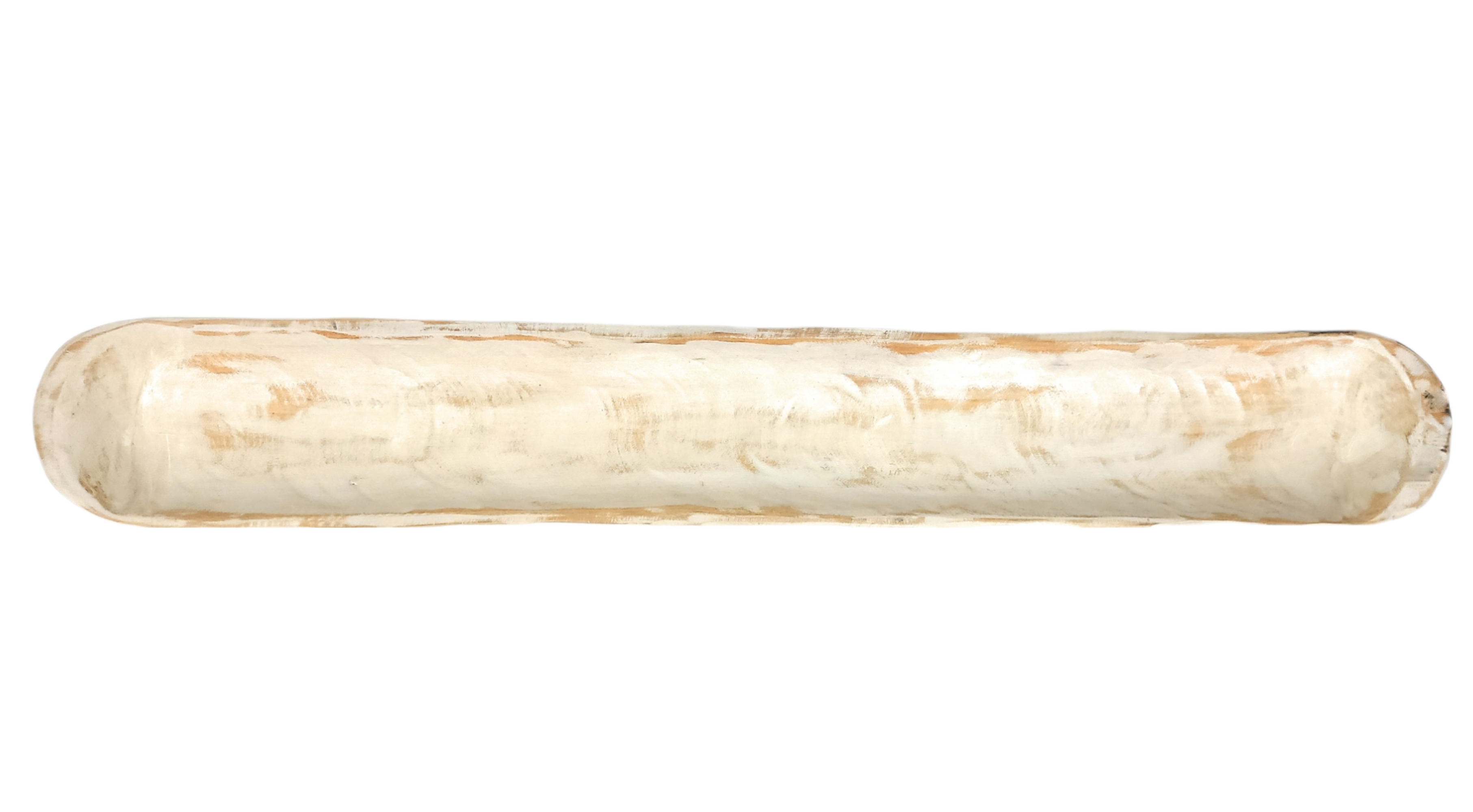 38"- 40" The Rio Grande Rustic White Extra  Long Skinny Wood Baguette Dough Bowl Rustic White Long Wood Decorative Bowl - Ranch Junkie Mercantile LLC