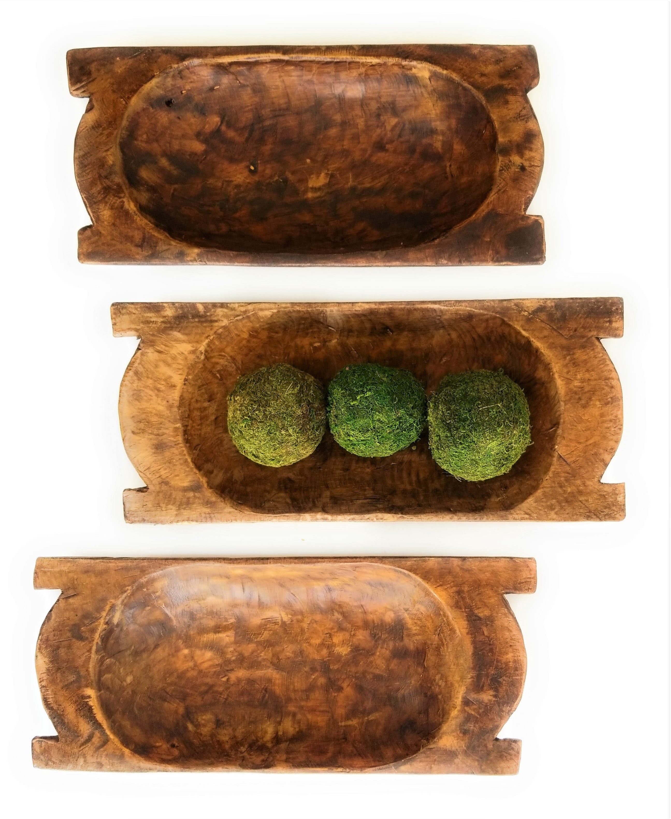 The Montana Dough Bowl Three Sizes, Table Center Piece, Decorative Bowl + Moss Balls - Ranch Junkie Mercantile LLC