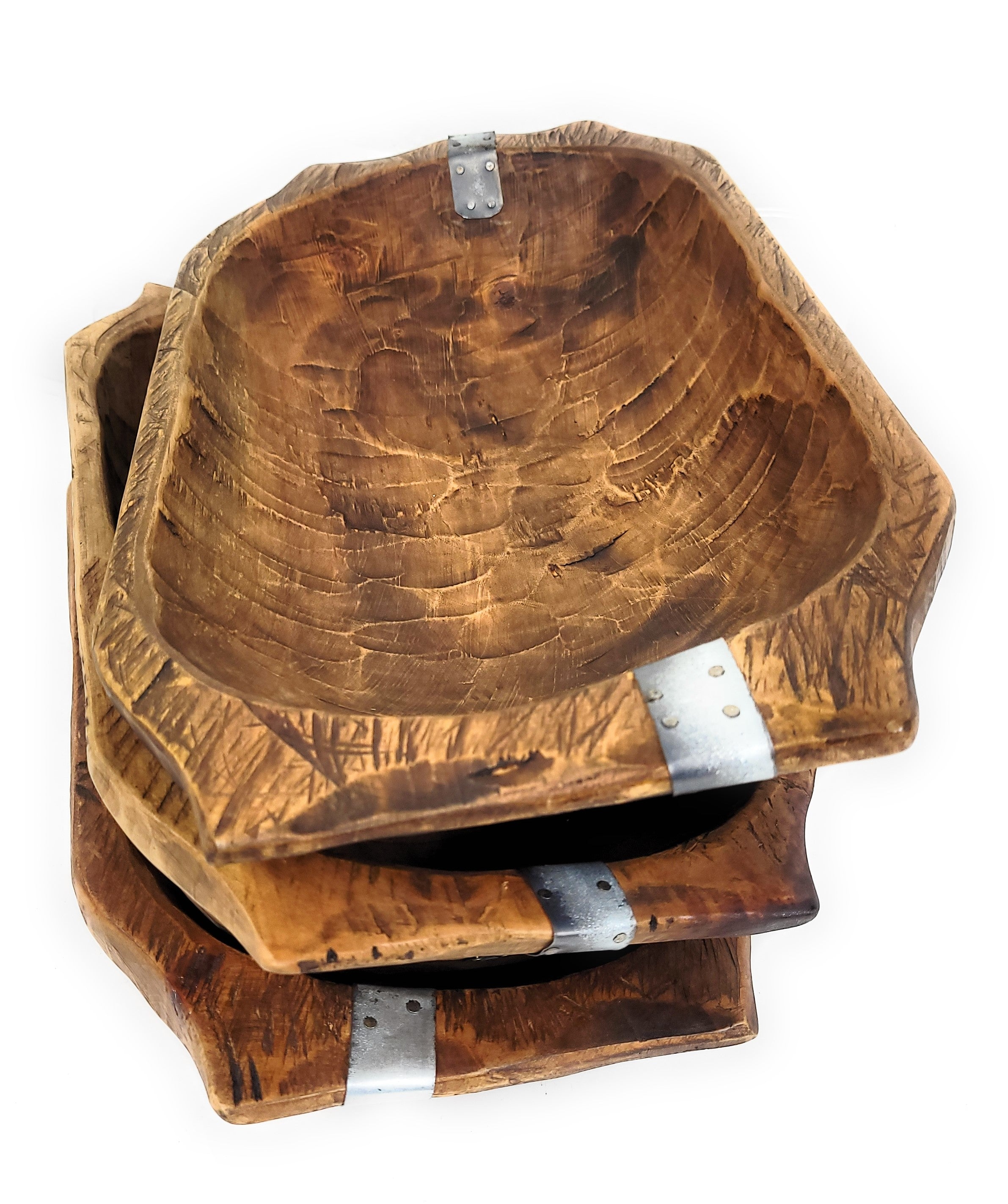 18.5"- 20" Long Industrial Rustic Dough Bowl With Handles - Industrial Dough Bowl- The Industrial Big Horn - Ranch Junkie Mercantile LLC