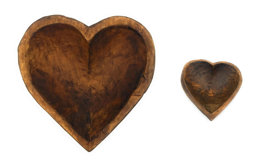 Bundle Deal- Large Heart Bowl + Itty Bitty Heart Bowl Bundle Rustic Heart Dough Bowl Bundle - Ranch Junkie Mercantile LLC