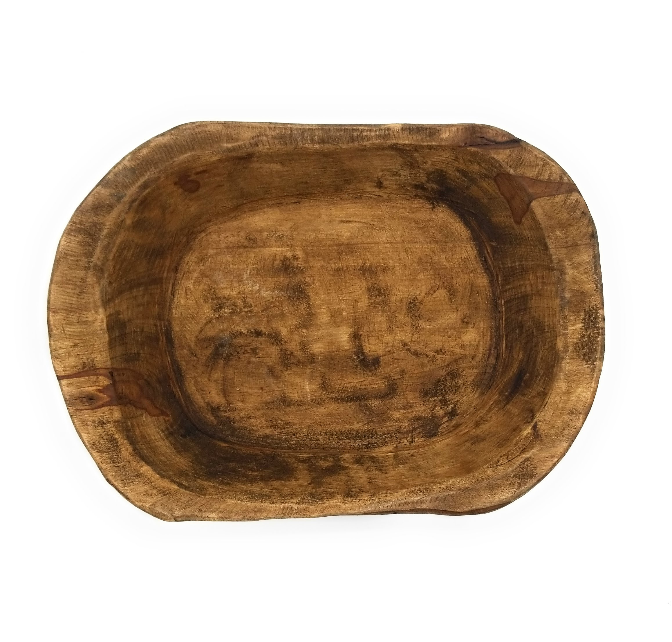 13"-15" Medium Farmhouse Brown Weston Dough Bowl Wood Bowl - Two Colors - Ranch Junkie Mercantile LLC