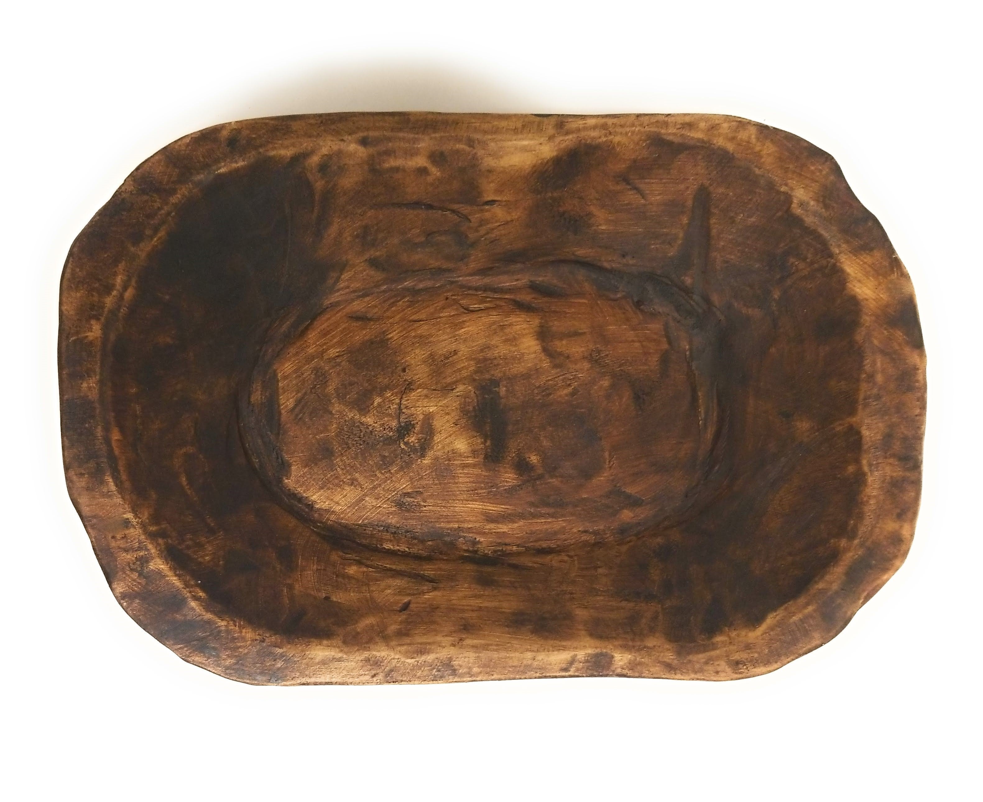 13"-15" Medium Farmhouse Brown Weston Dough Bowl Wood Bowl - Two Colors - Ranch Junkie Mercantile LLC