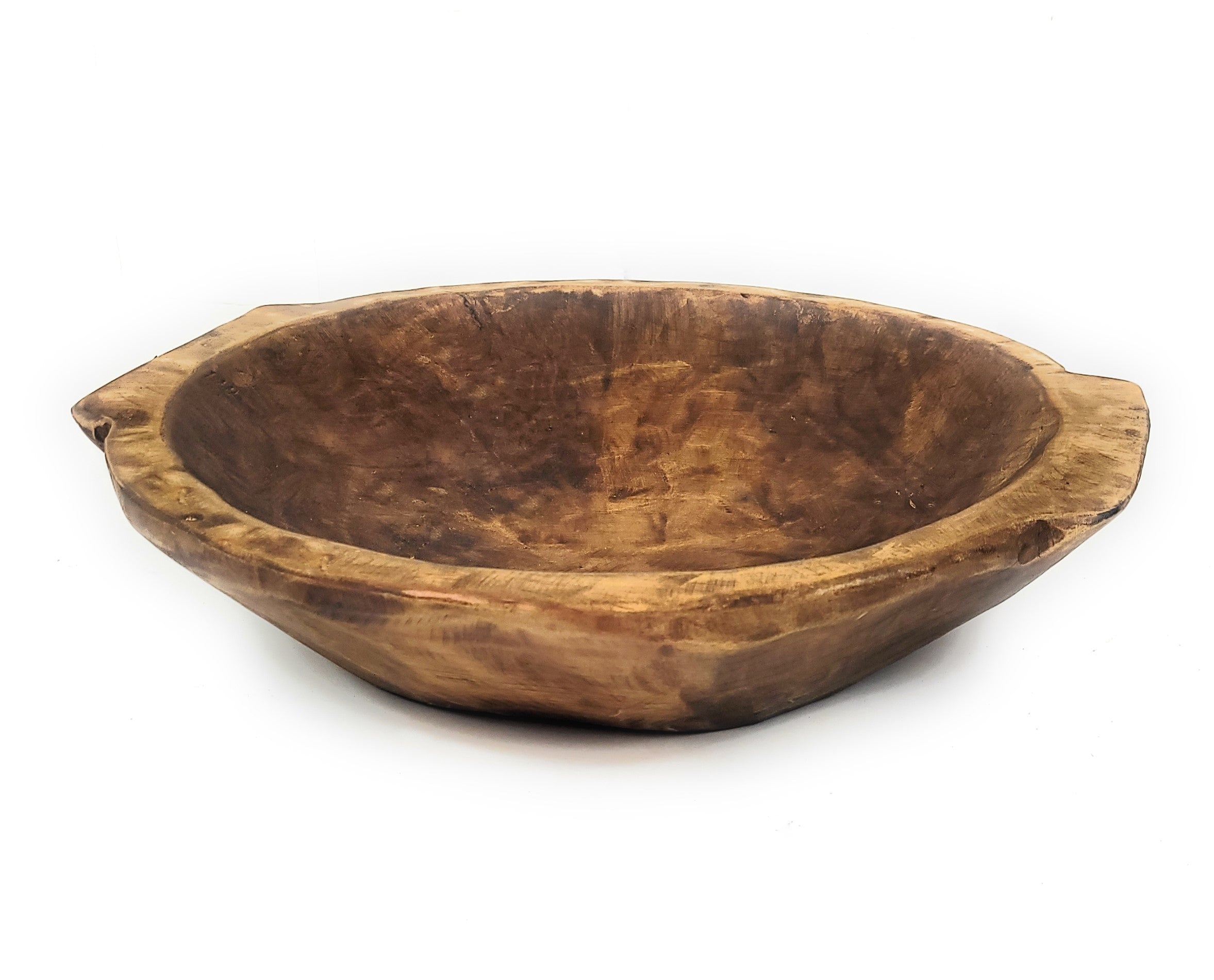 Large Rustic Farmhouse Brown Avocado Dough Bowl -  Large Wood Bread Bowl- The Avocado Decorative Bowl - Ranch Junkie Mercantile LLC