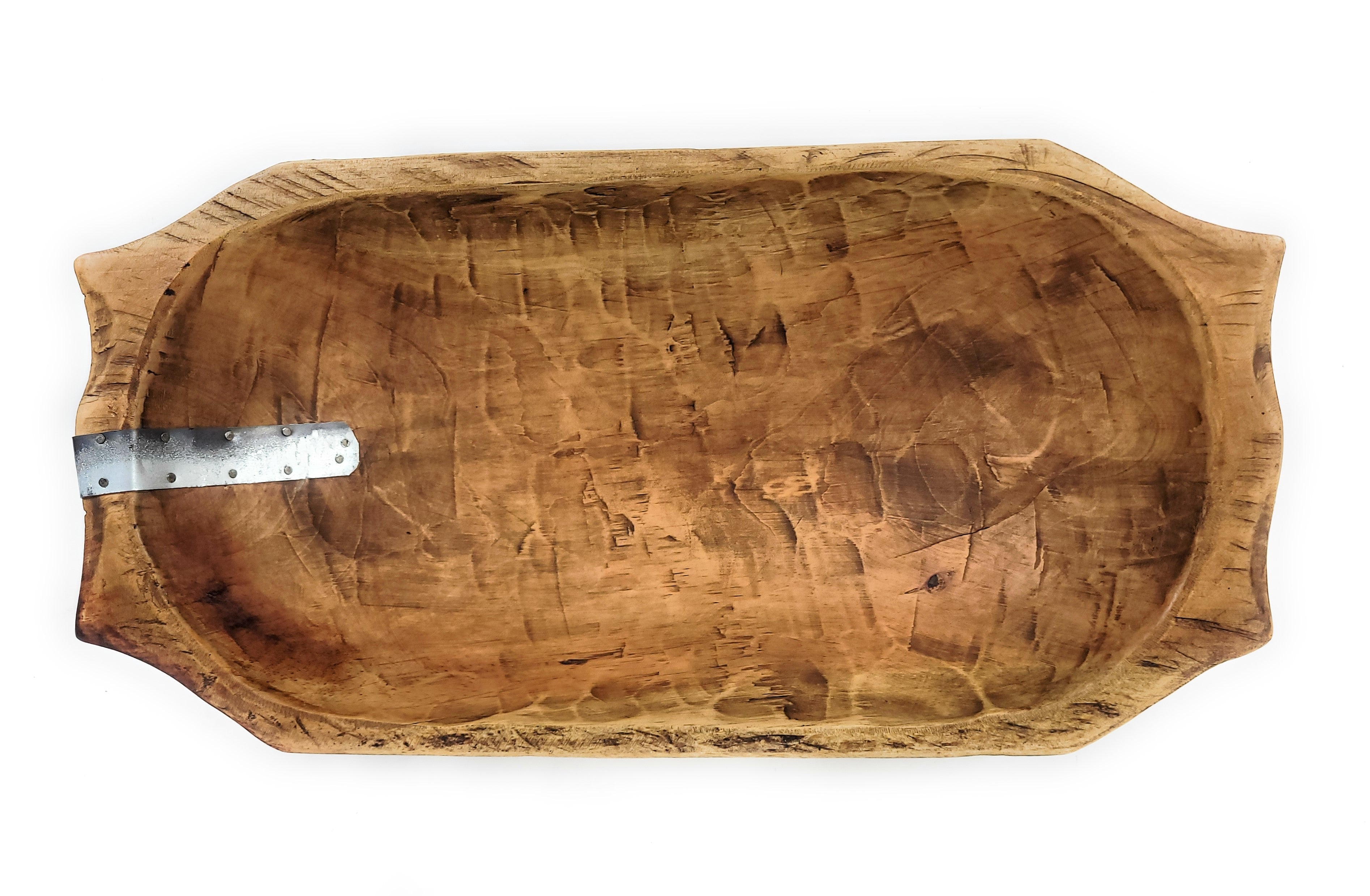 18.5"- 20" Long Industrial Rustic Dough Bowl With Handles - Industrial Dough Bowl- The Industrial Big Horn - Ranch Junkie Mercantile LLC