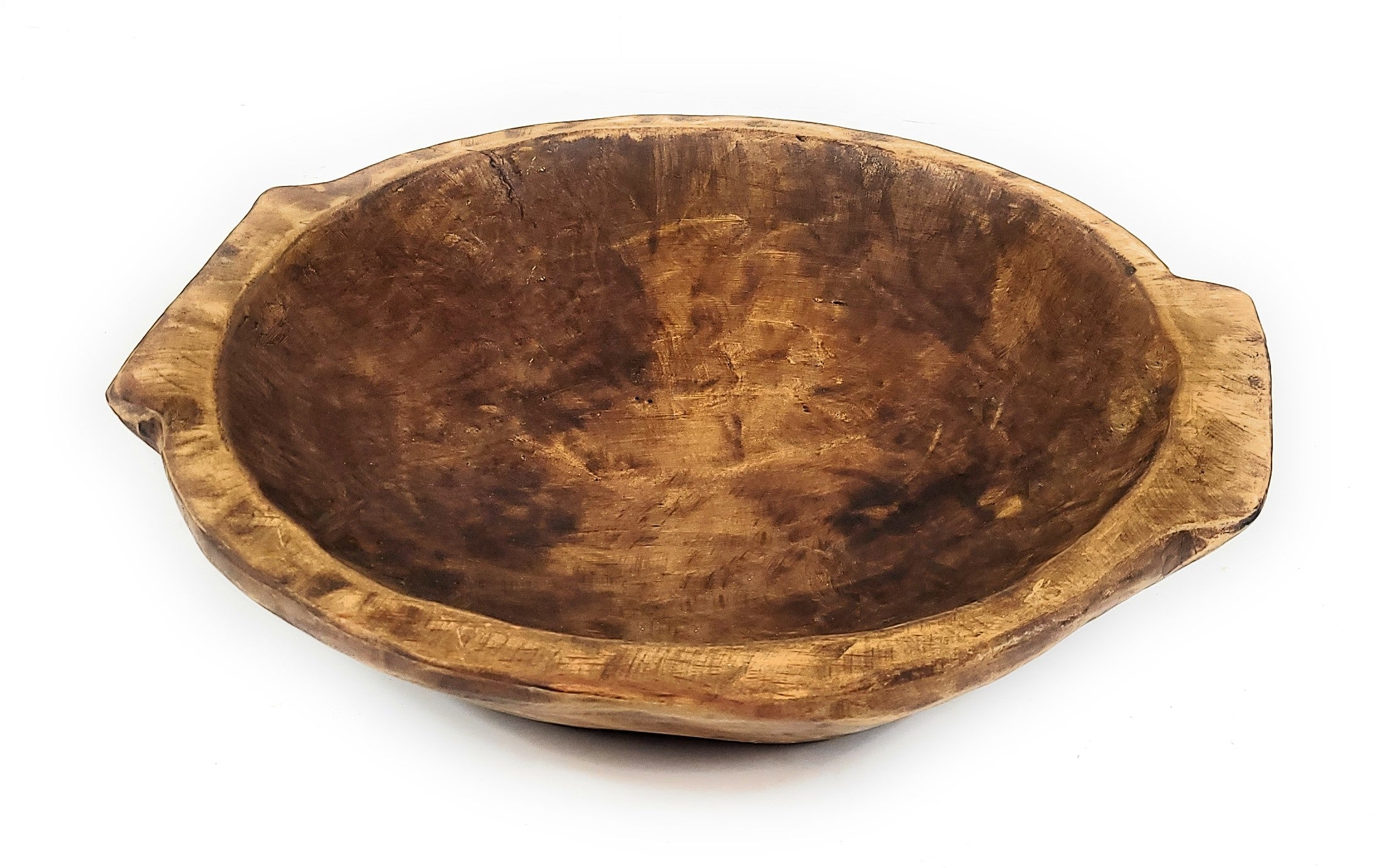 Large Rustic Farmhouse Brown Avocado Dough Bowl -  Large Wood Bread Bowl- The Avocado Decorative Bowl - Ranch Junkie Mercantile LLC