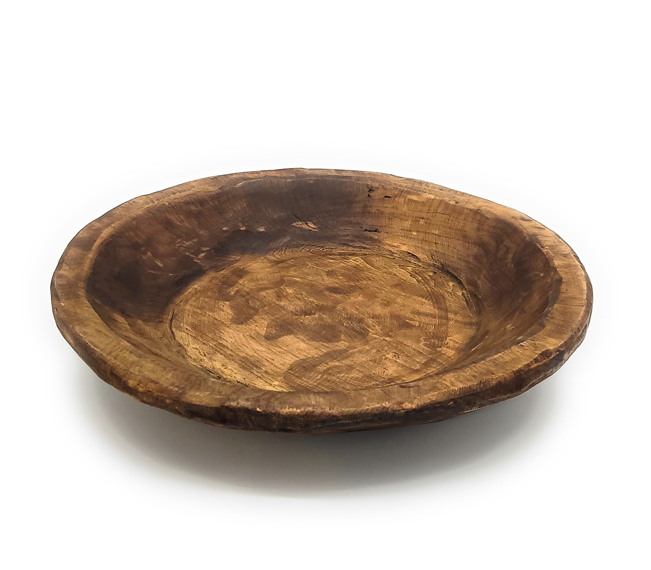 Round Wooden Bowl Dough Bowl Decor- The Ponderosa Farmhouse Brown Bowl - Ranch Junkie Mercantile LLC