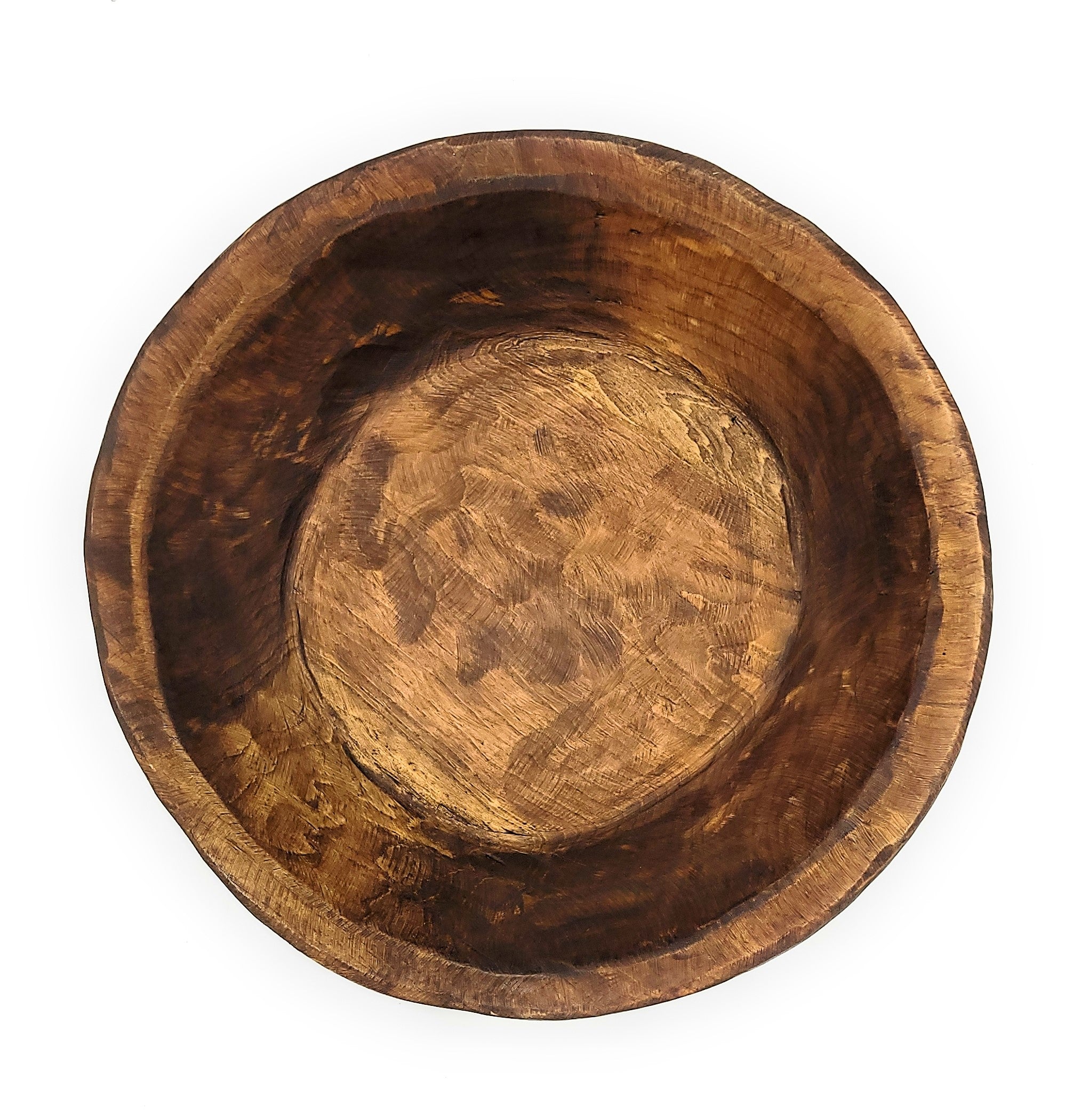 Round Wooden Bowl Dough Bowl Decor- The Ponderosa Farmhouse Brown Bowl - Ranch Junkie Mercantile LLC