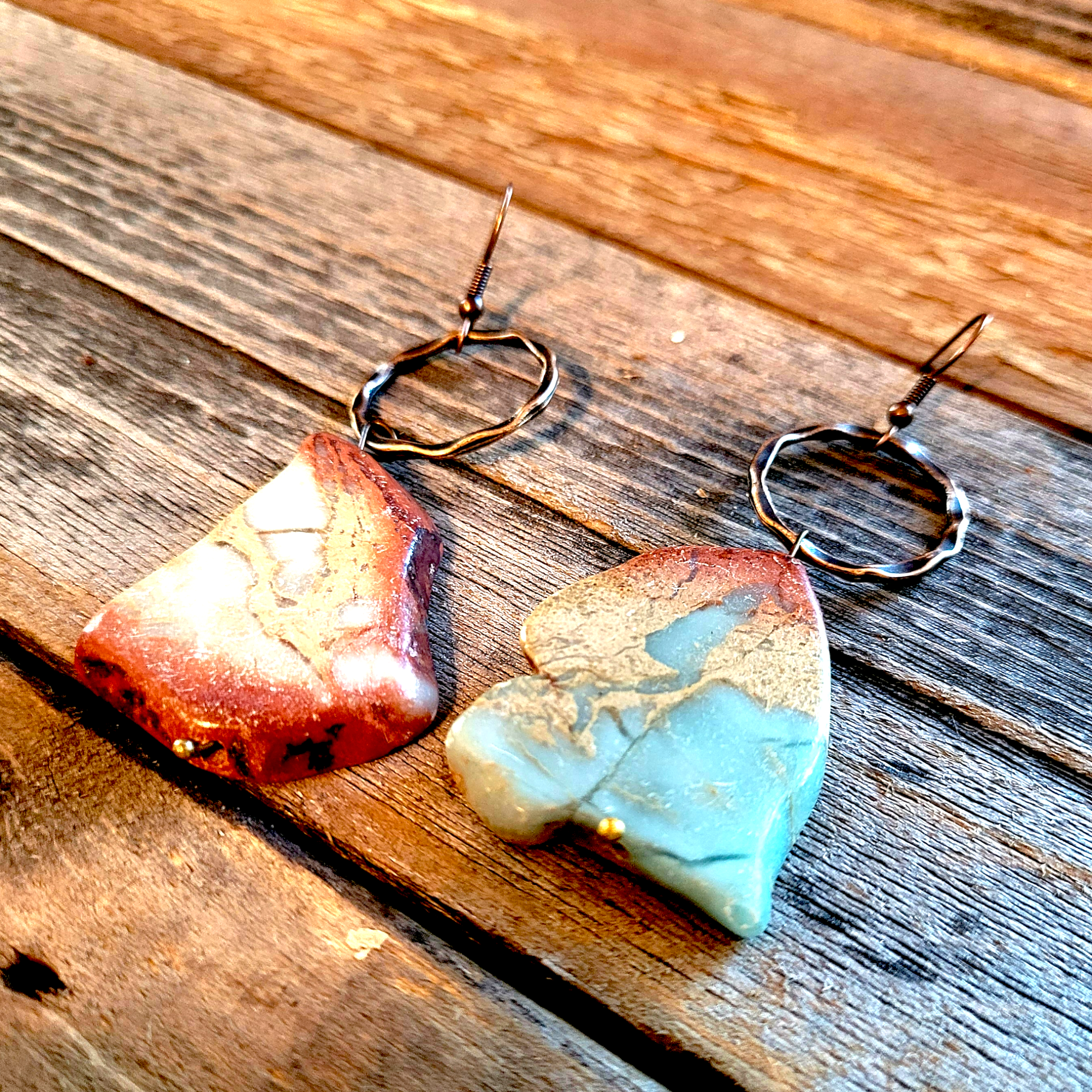 Chunky Slab Stone Earrings Turquoise Earrings - Ranch Junkie Mercantile LLC