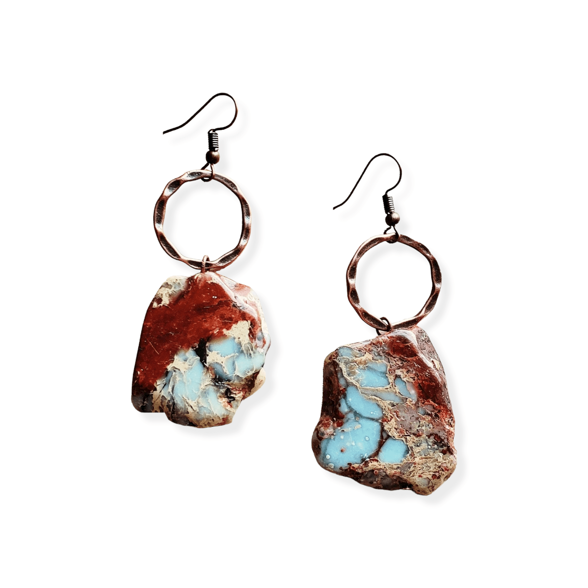 Chunky Slab Stone Earrings Turquoise Earrings - Ranch Junkie Mercantile LLC