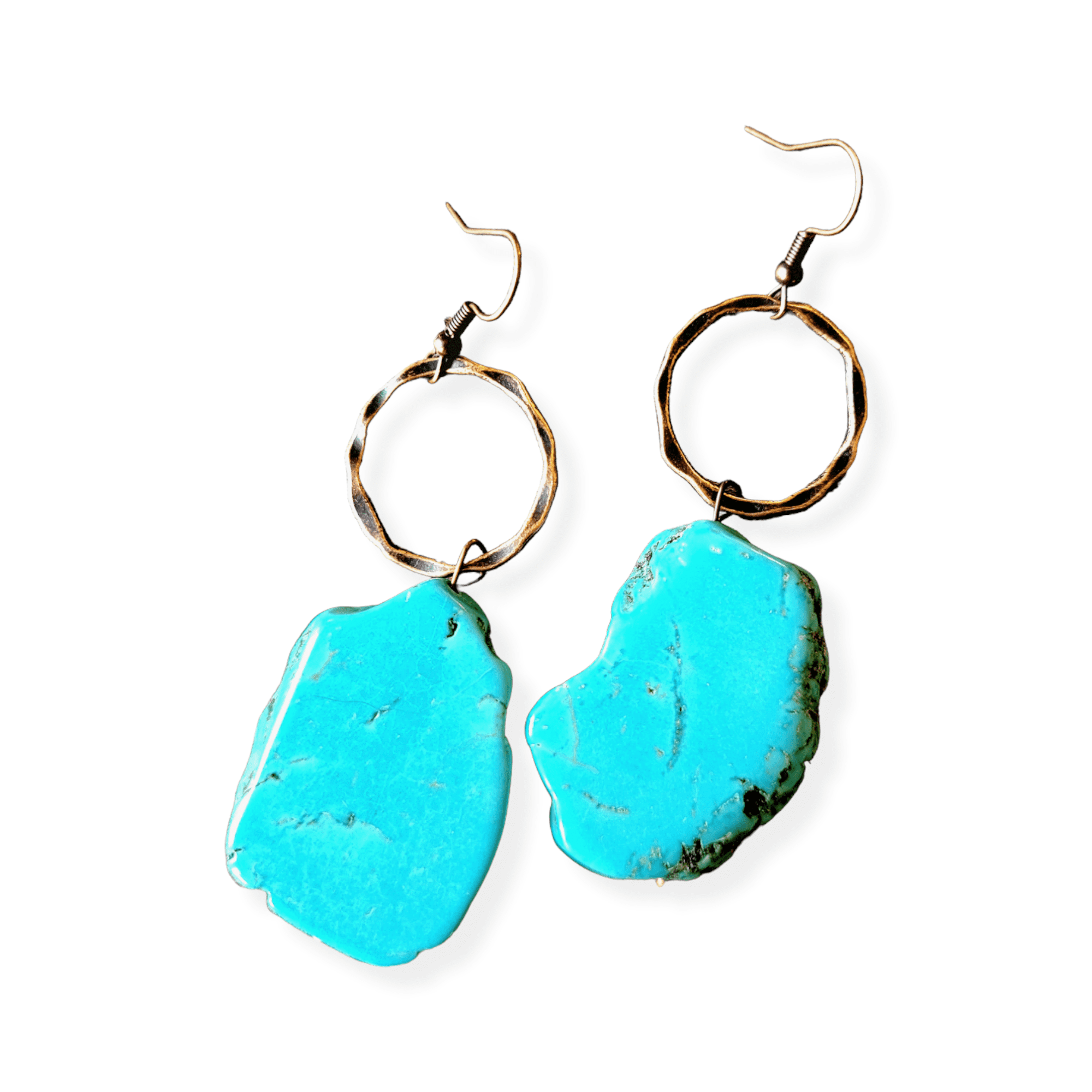 Chunky Slab Stone Earrings Turquoise Earrings - Ranch Junkie Mercantile LLC