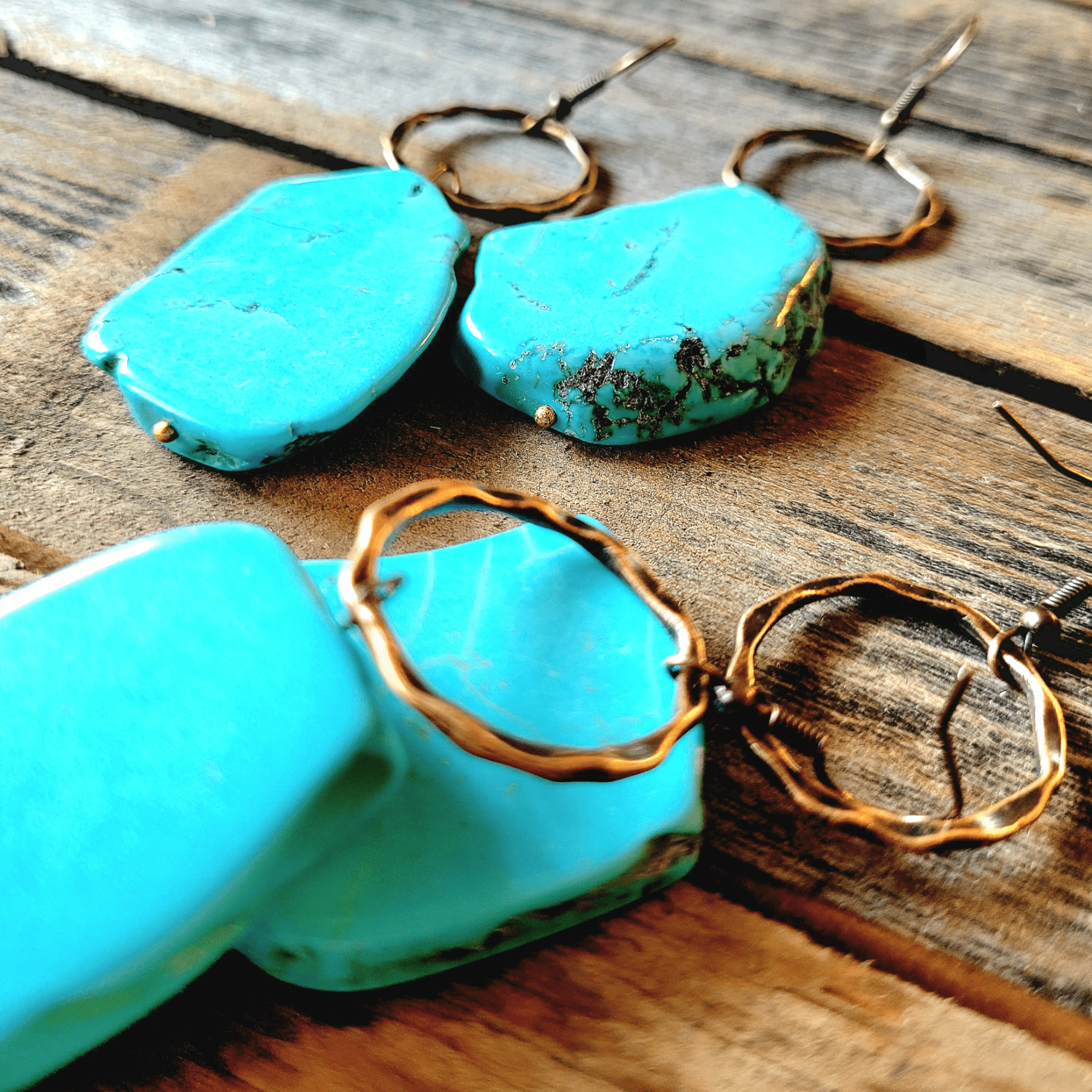 Chunky Slab Stone Earrings Turquoise Earrings - Ranch Junkie Mercantile LLC