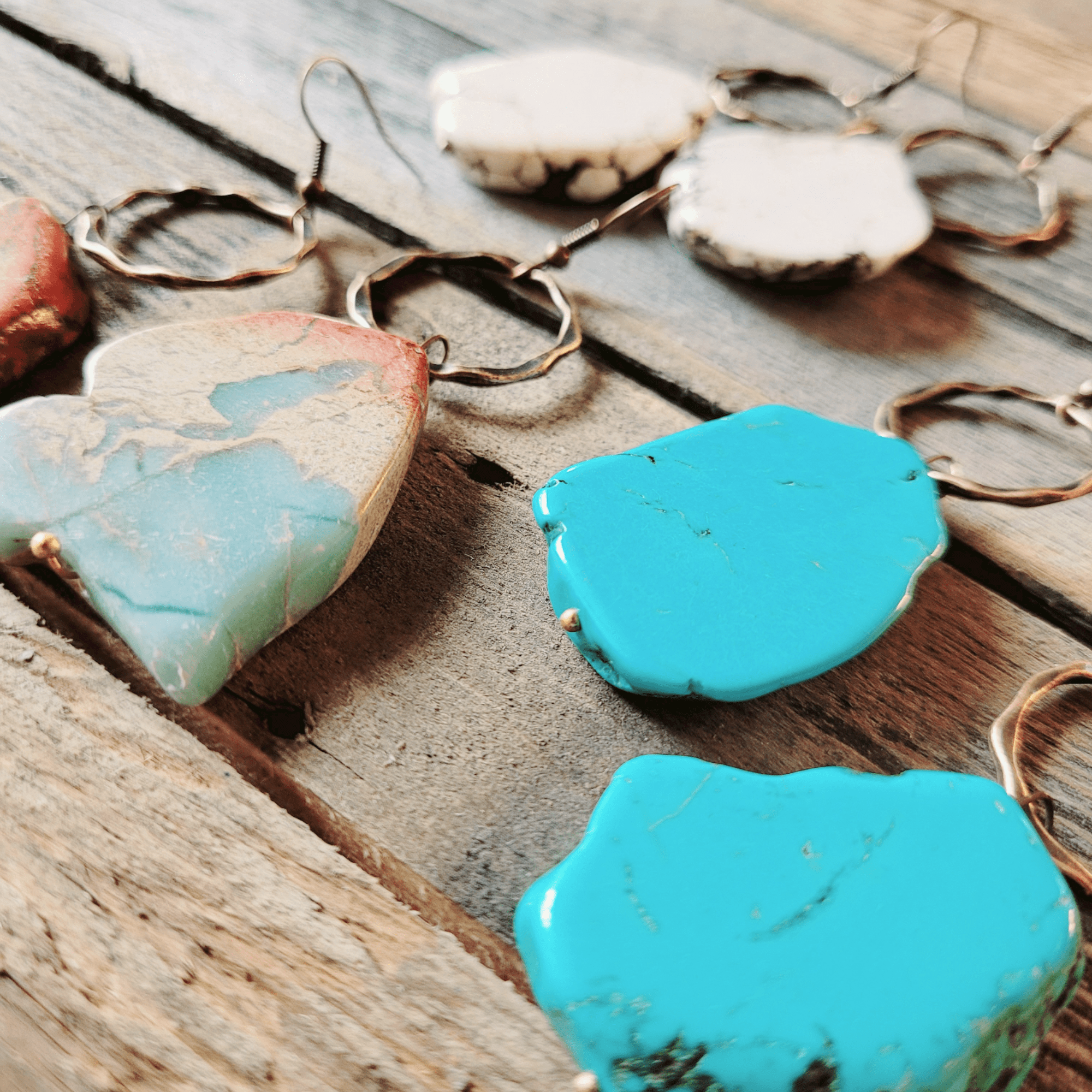 Chunky Slab Stone Earrings Turquoise Earrings - Ranch Junkie Mercantile LLC