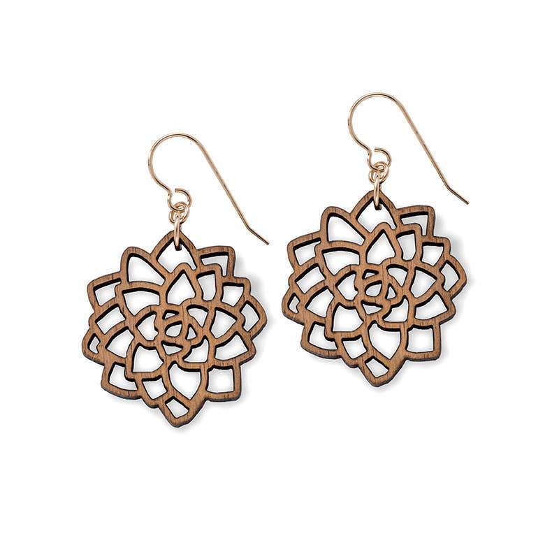 Earrings - Flower Walnut - Ranch Junkie Mercantile LLC