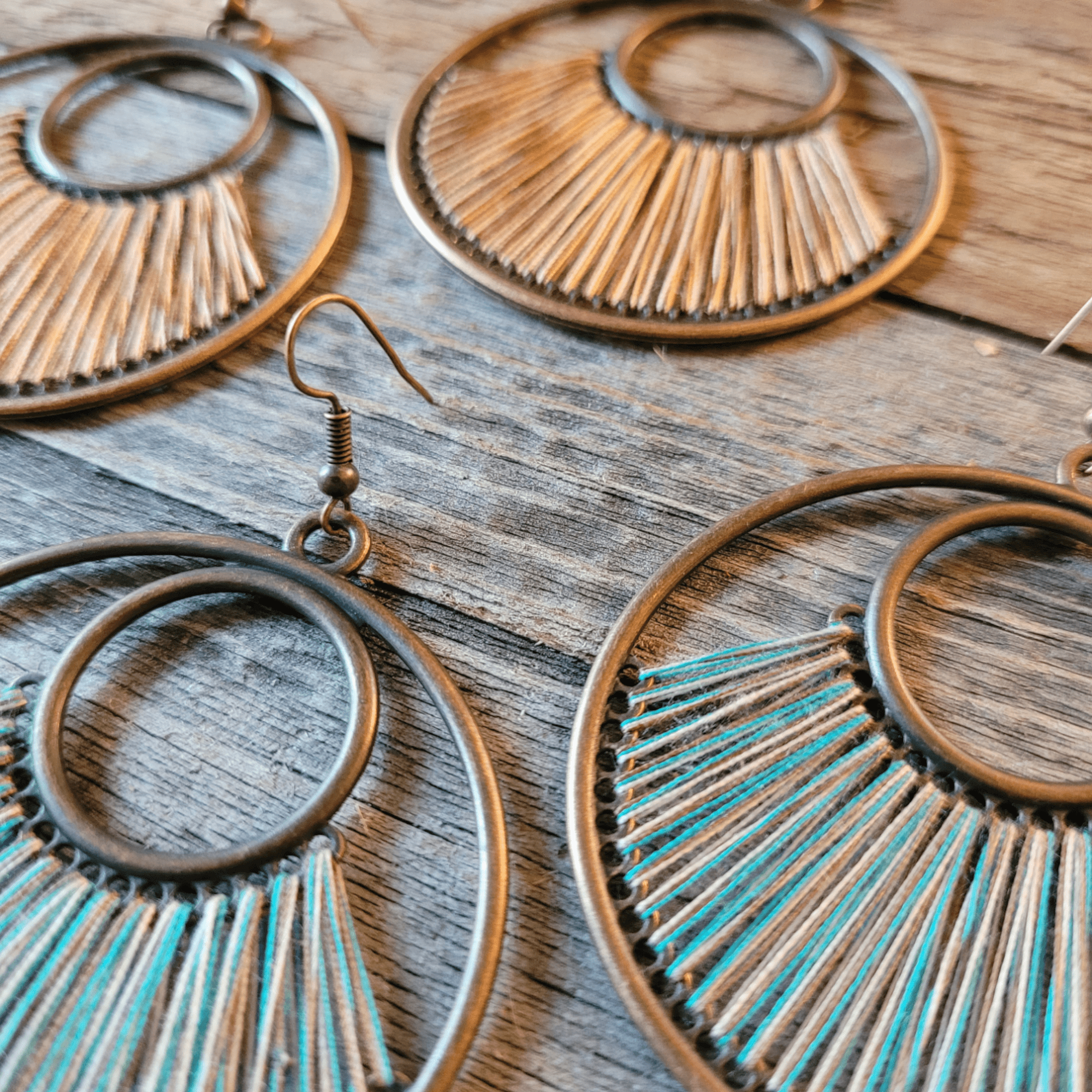 Fan Woven Hoop Earrings - Ranch Junkie Mercantile LLC