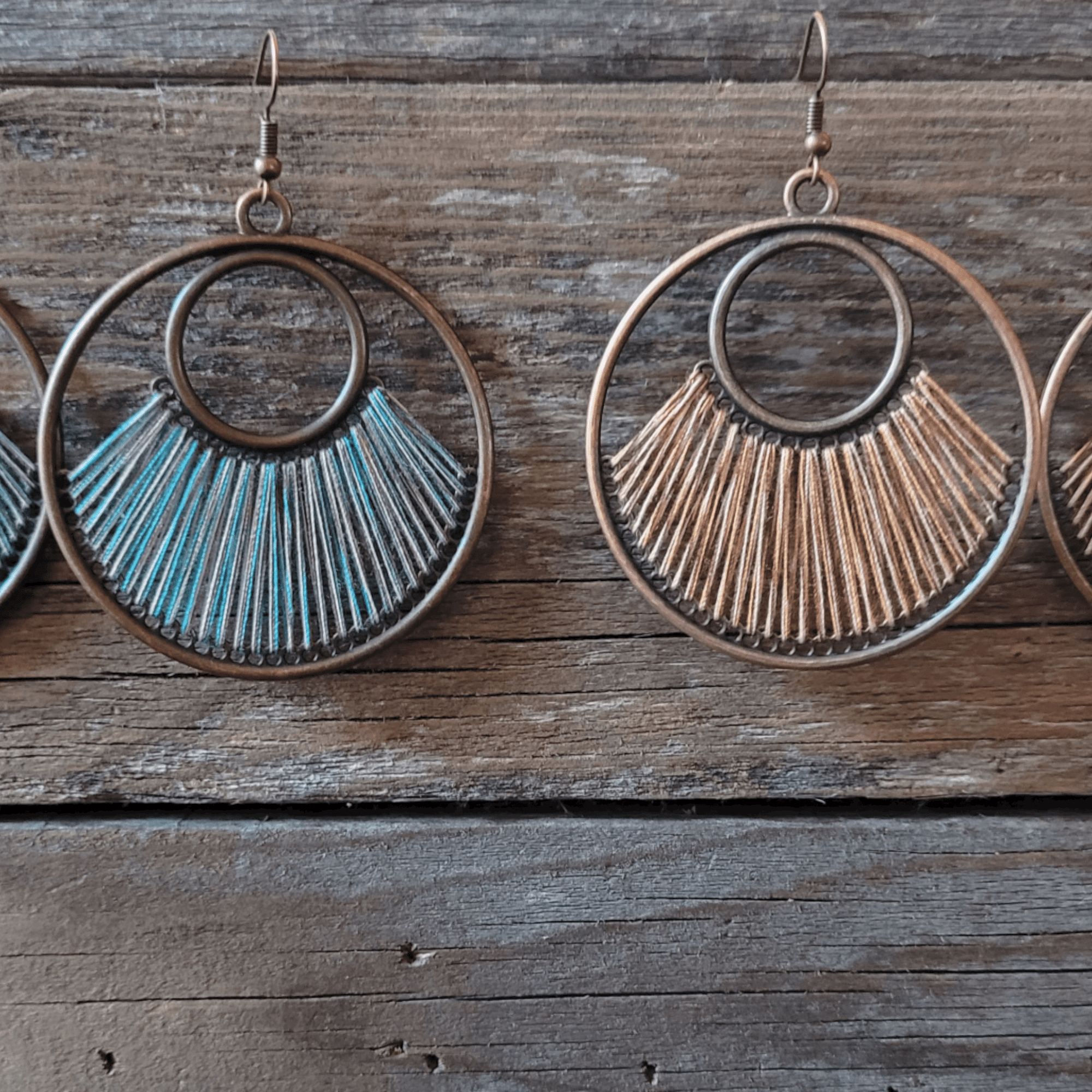 Fan Woven Hoop Earrings - Ranch Junkie Mercantile LLC